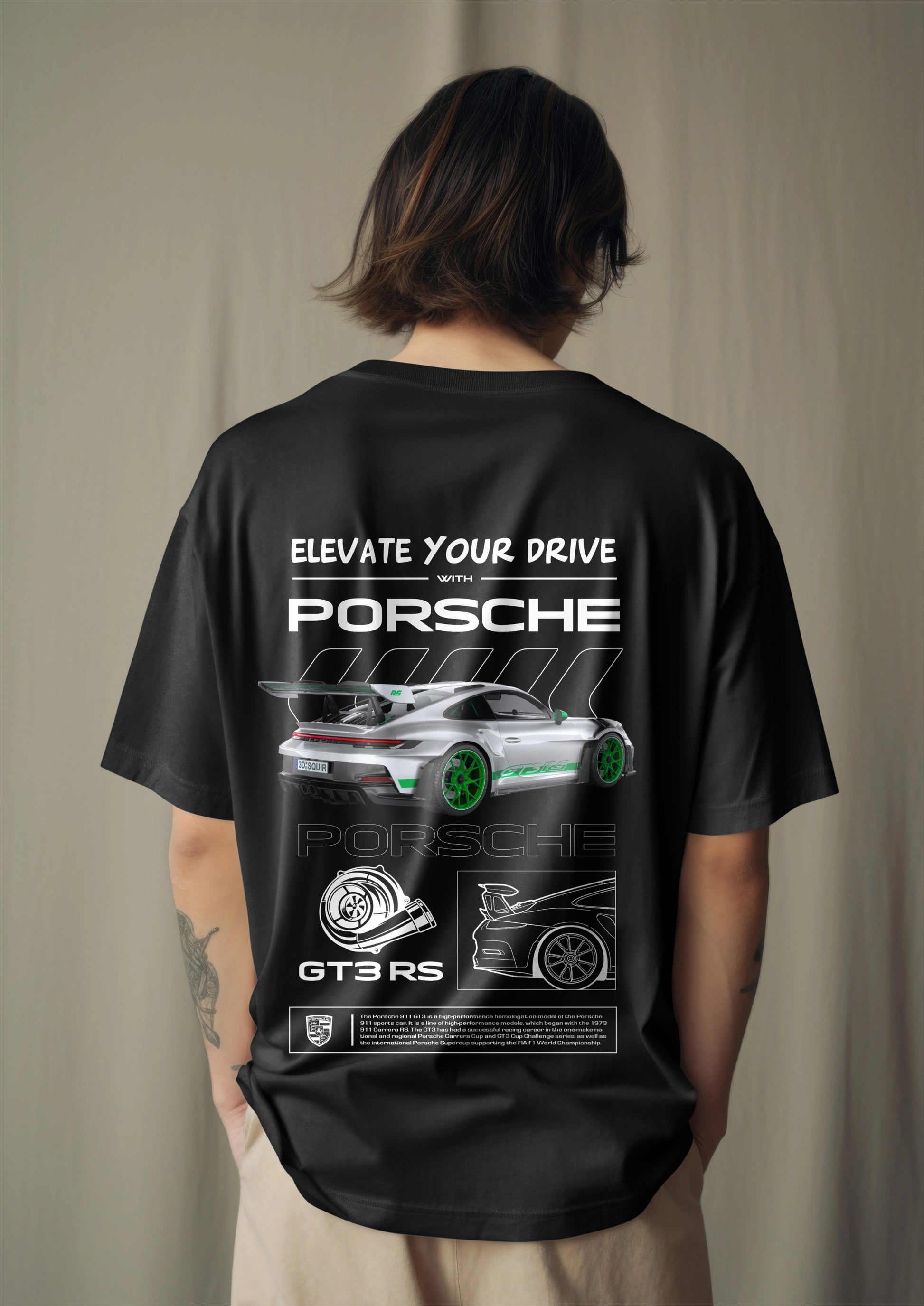 Porsche GT3 RS Graphic Printed Oversized T-shirt - Elevate Your Drive Edition Harble Outfits