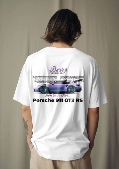 Porsche 911 GT3 RS Graphic Printed Oversized T-shirt - Berry Edition Harble Outfits