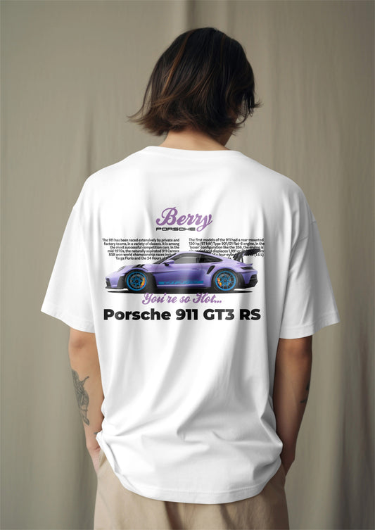 Porsche 911 GT3 RS Graphic Printed Oversized T-shirt - Berry Edition Harble Outfits