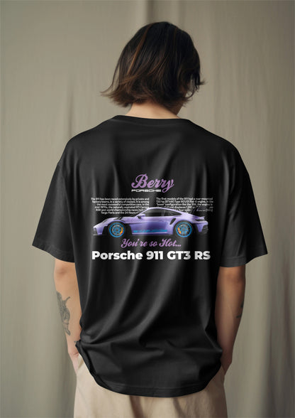 Porsche 911 GT3 RS Graphic Printed Oversized T-shirt - Berry Edition Harble Outfits