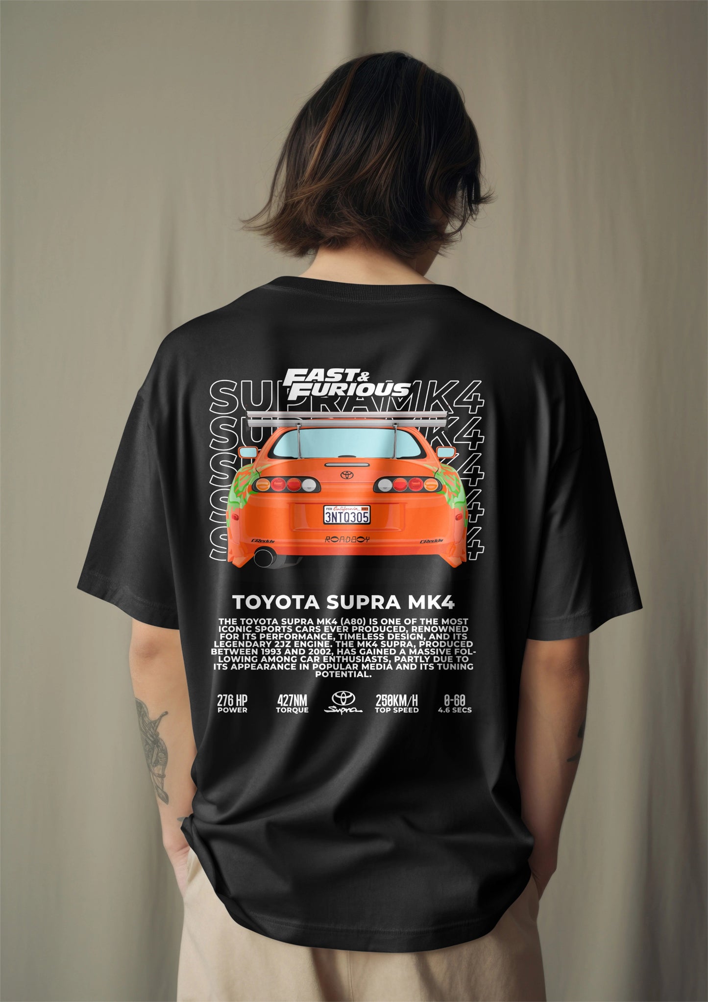 Fast & Furious Toyota Supra MK4 Graphic Printed Oversized T-shirt Harble Outfits