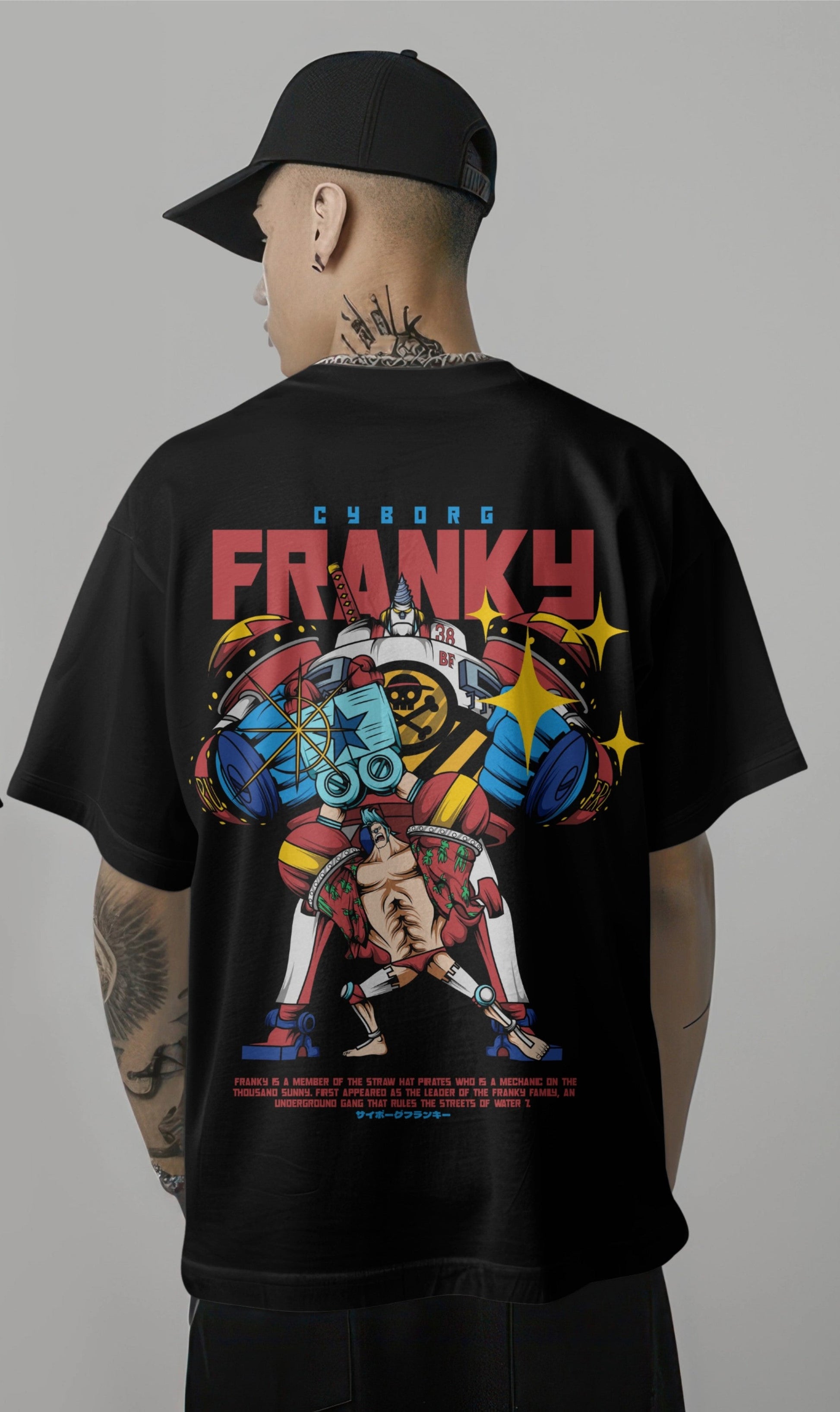One Piece Cyborg Franky Graphic Printed Oversized T-shirt Harble Outfits