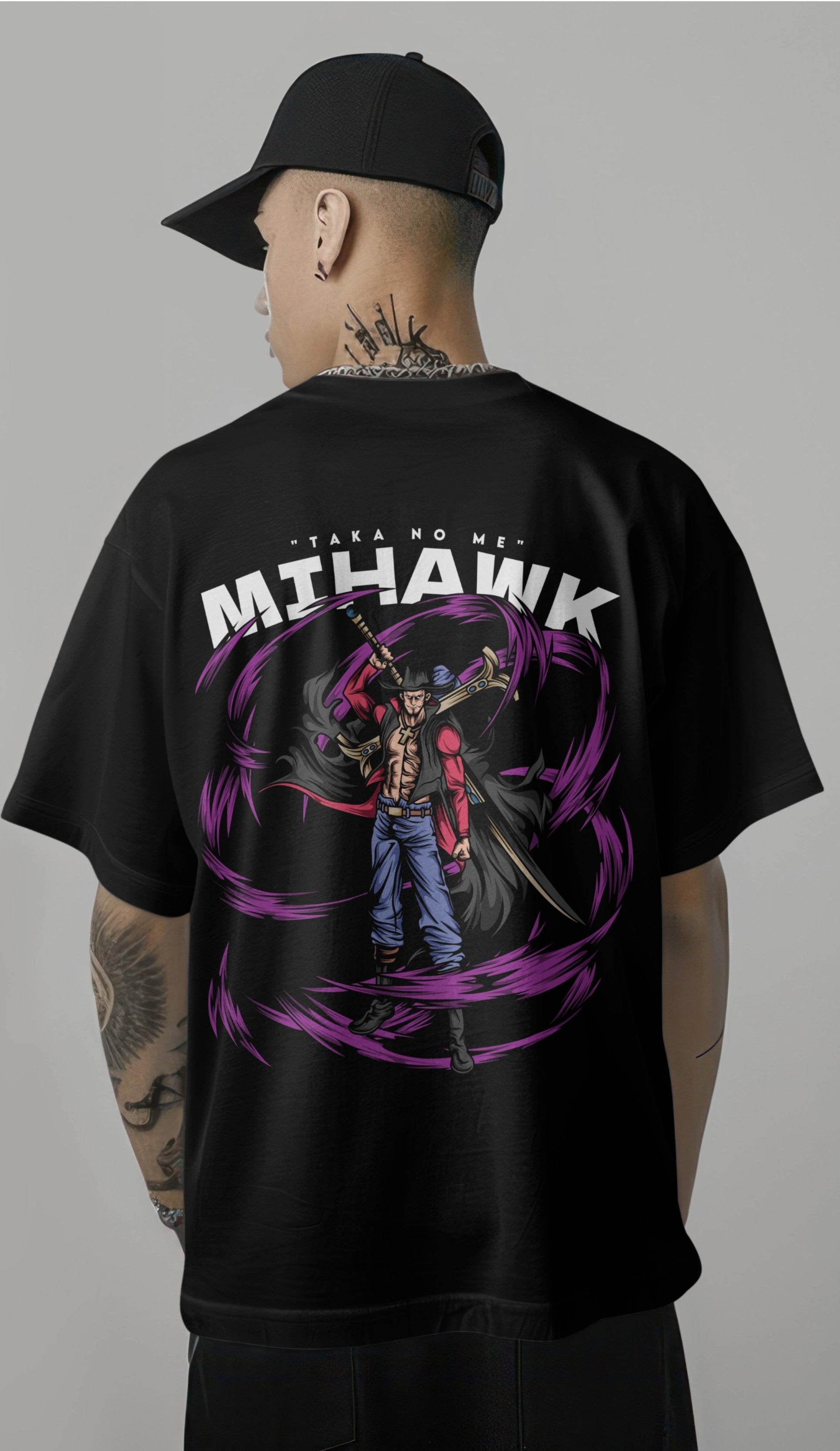 One Piece Dracule Mihawk Hawk Eyes Graphic Printed Oversized T-shirt Harble Outfits