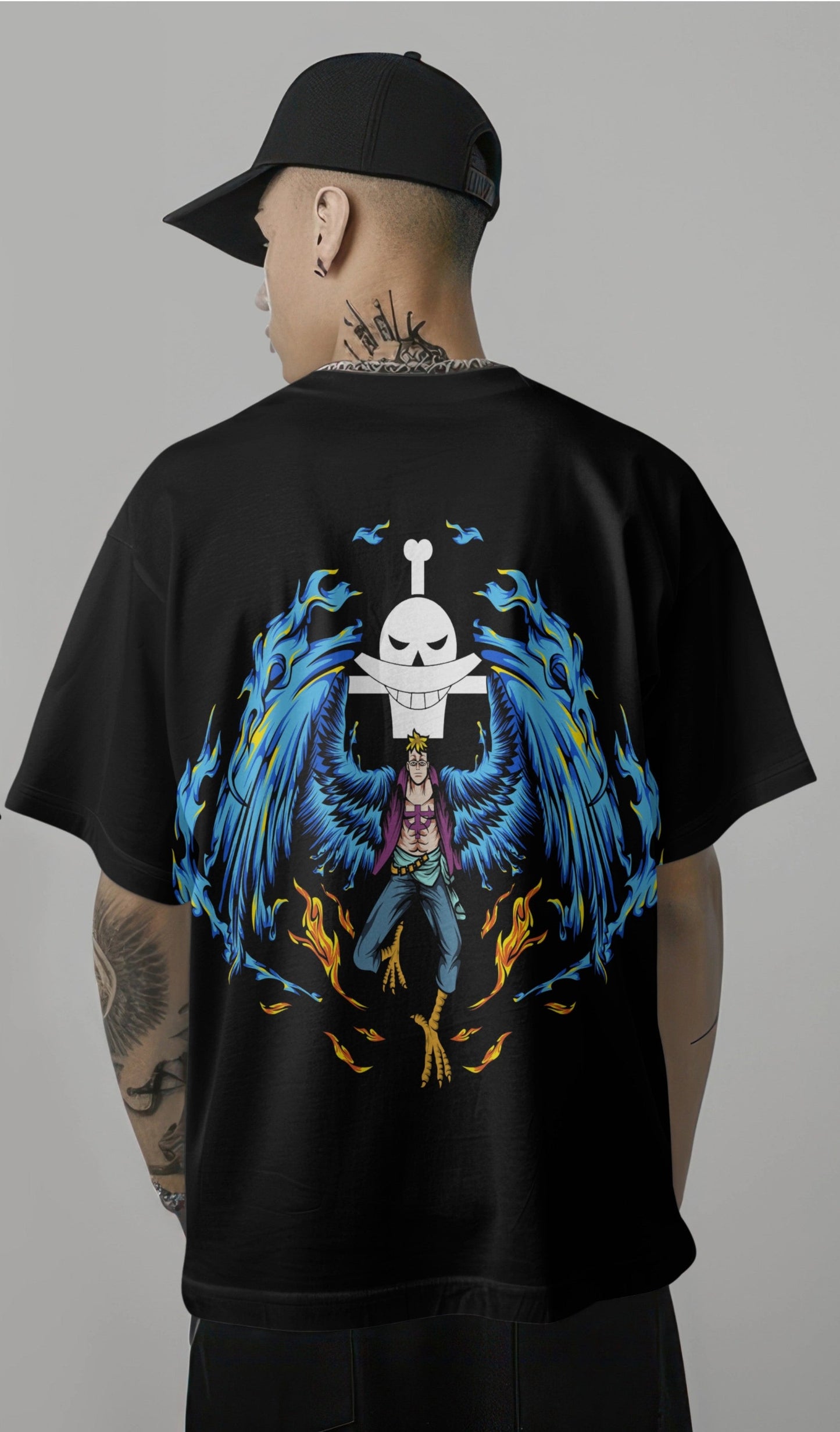 One Piece Marco The Phoenix Graphic Printed Oversized T-shirt Harble Outfits