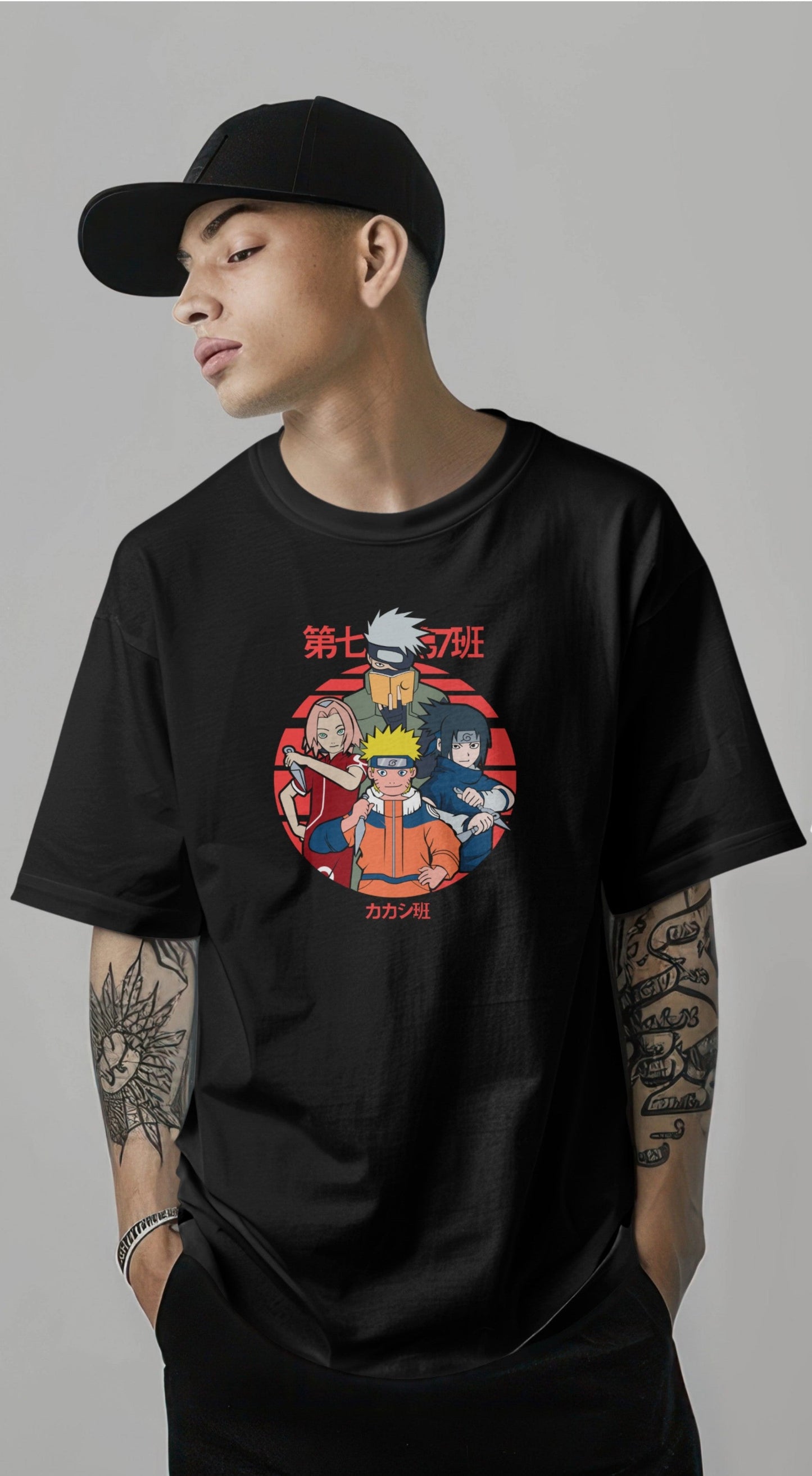 Naruto Team 7 Unity Graphic Printed Oversized T-shirt Harble Outfits