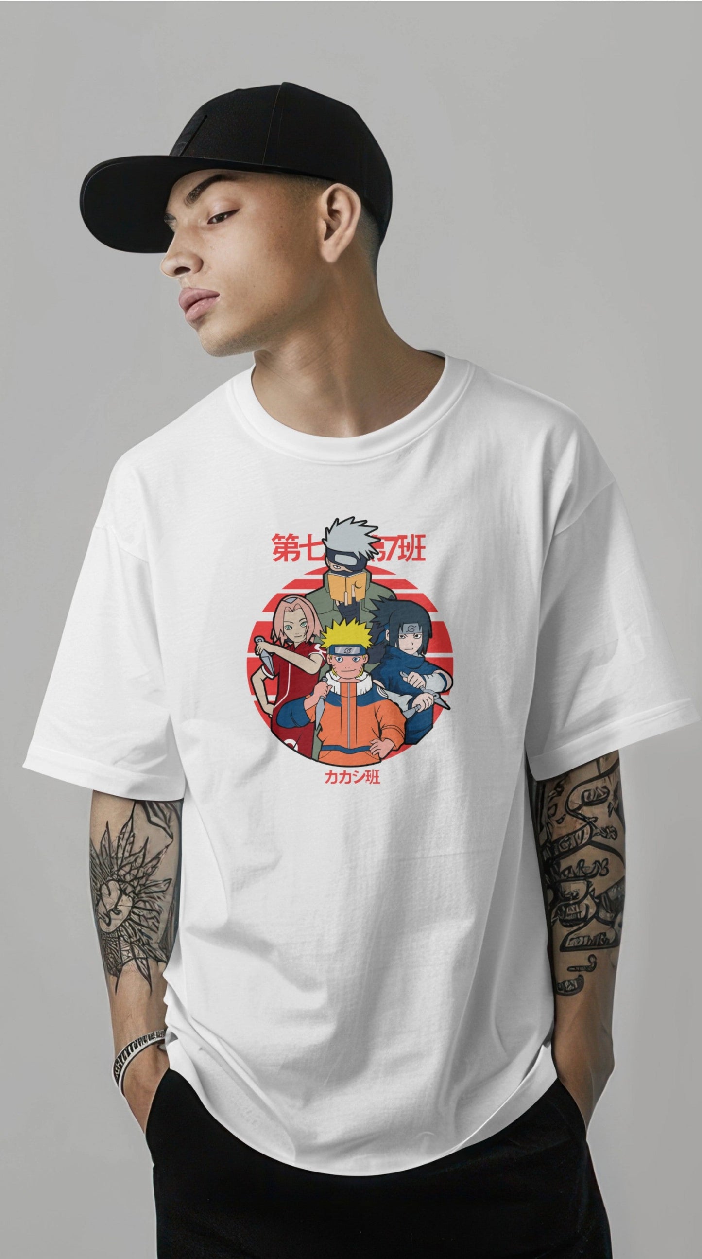 Naruto Team 7 Unity Graphic Printed Oversized T-shirt Harble Outfits