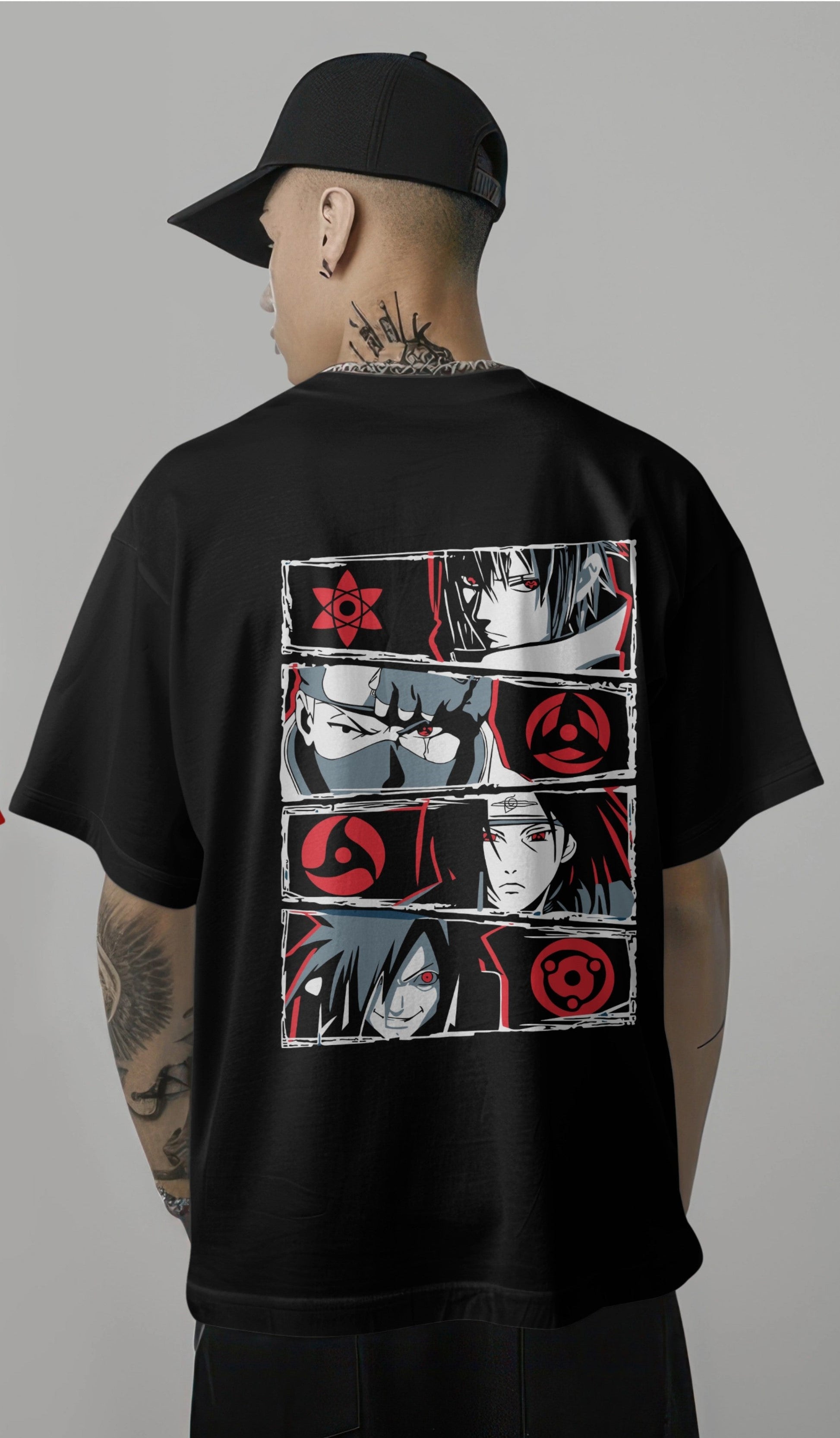 Eyes of the Uchiha Clan Printed Oversized T-shirt Harble Outfits