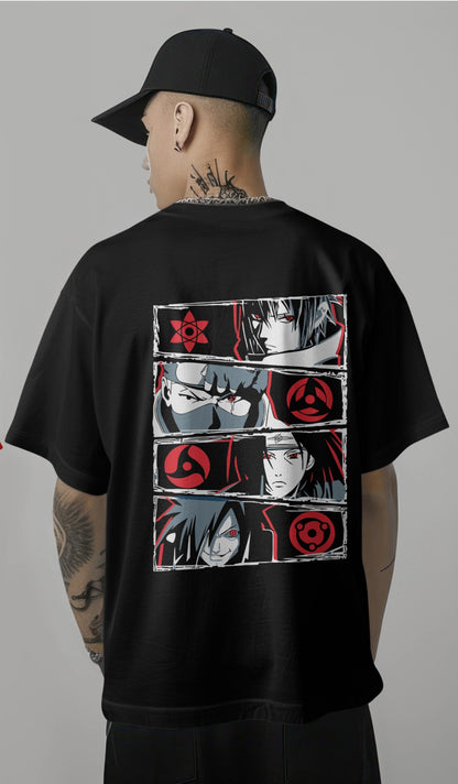 Eyes of the Uchiha Clan Printed Oversized T-shirt Harble Outfits