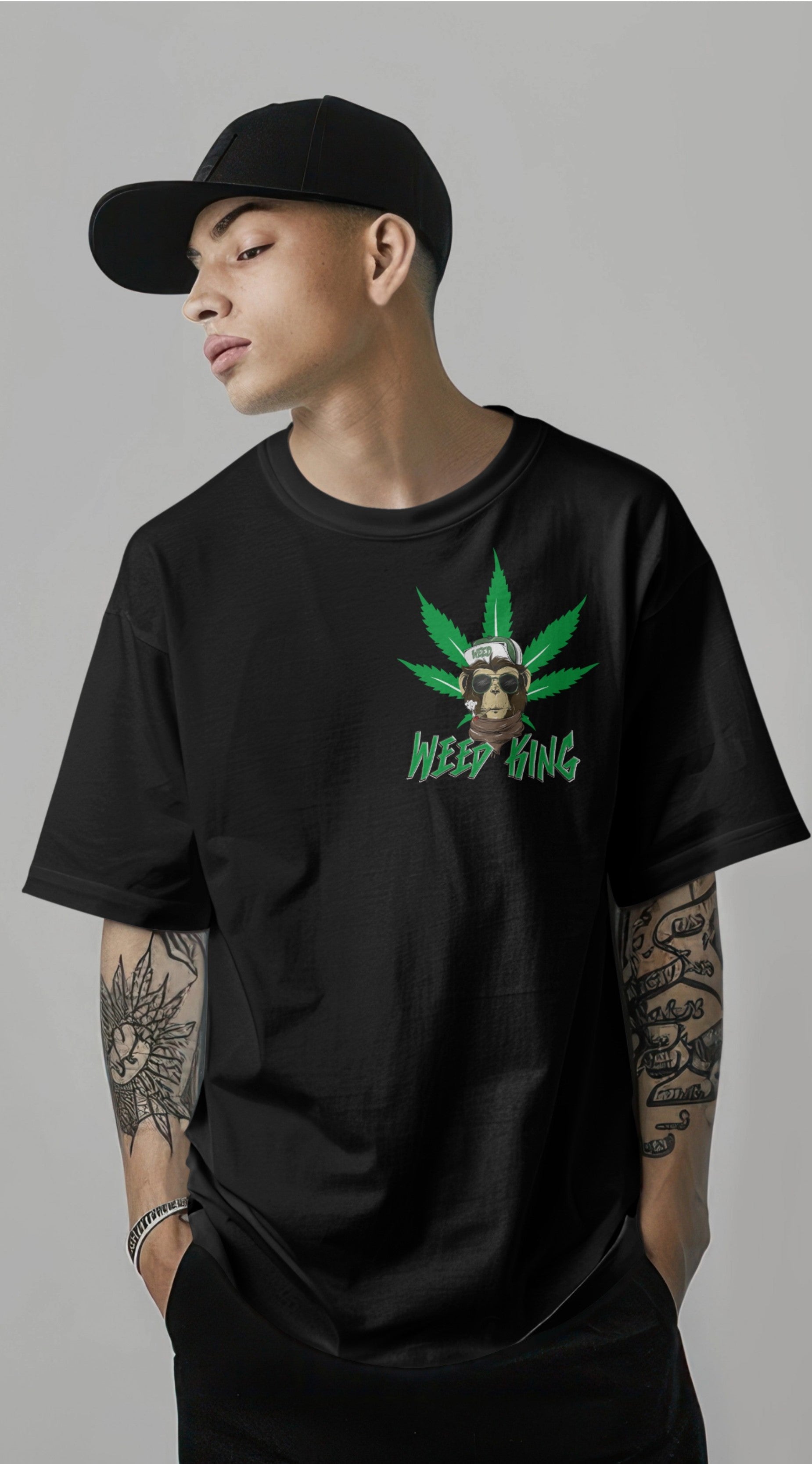 Weed King Streetwear Graphic Printed Oversized T-shirt Harble Outfits