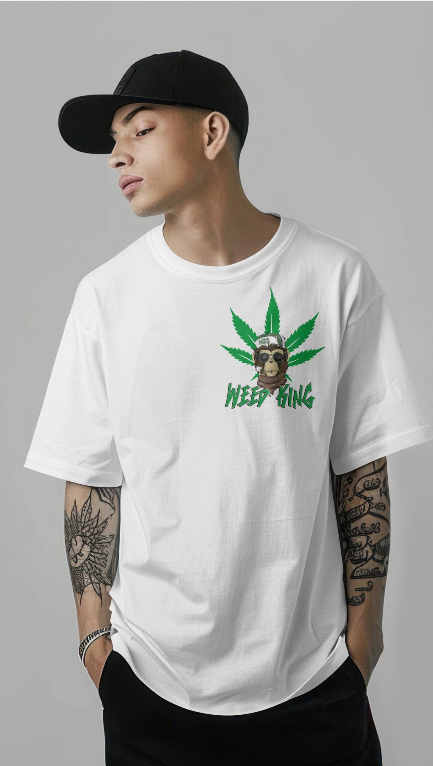 Weed King Streetwear Graphic Printed Oversized T-shirt Harble Outfits