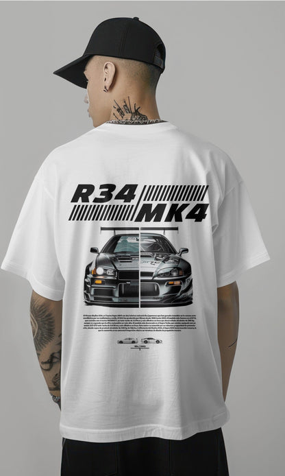 JDM Legends Face-off R34 MK4 Graphic Printed Oversized T-shirt Harble Outfits