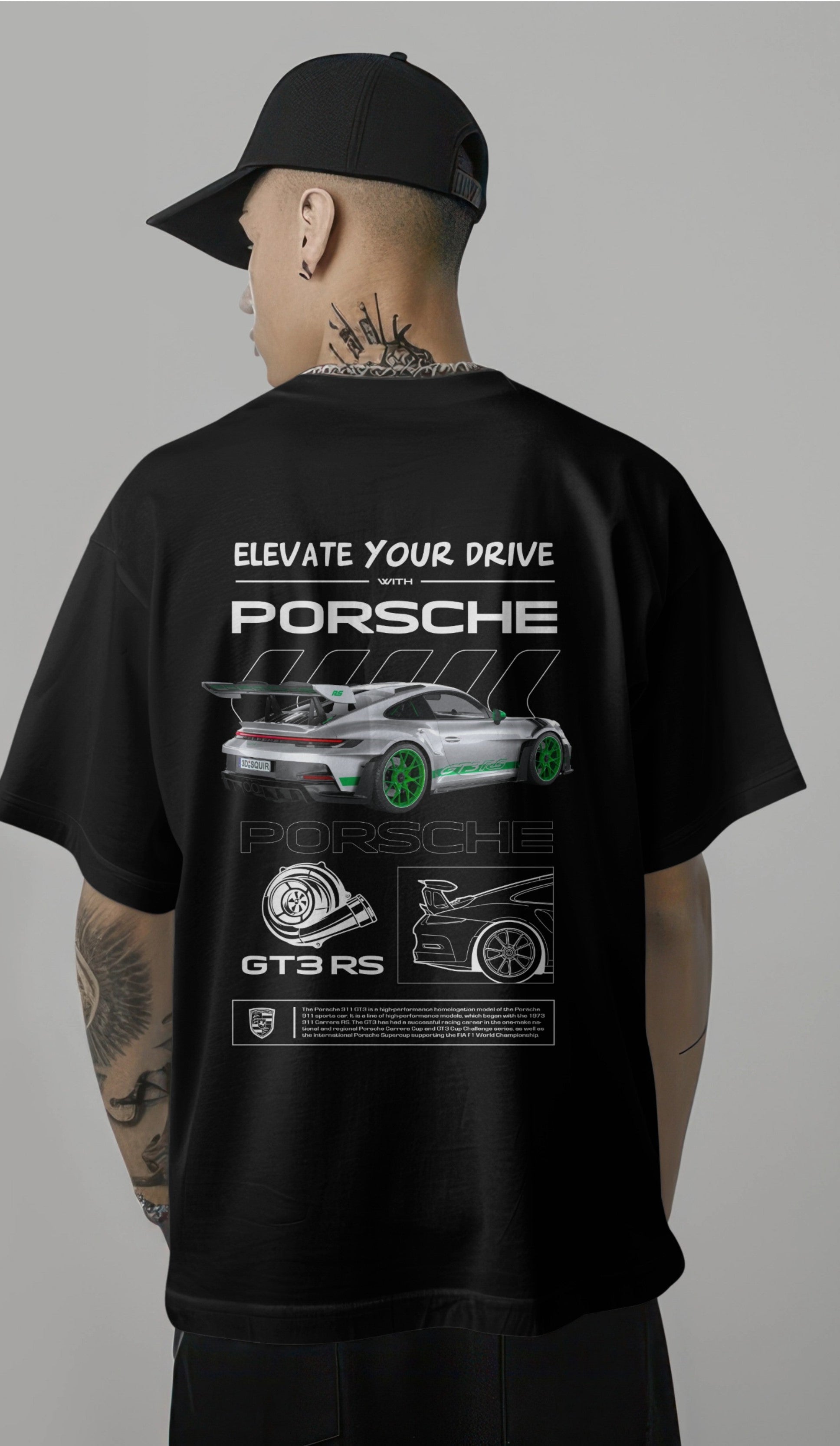 Porsche GT3 RS Graphic Printed Oversized T-shirt - Elevate Your Drive Edition Harble Outfits