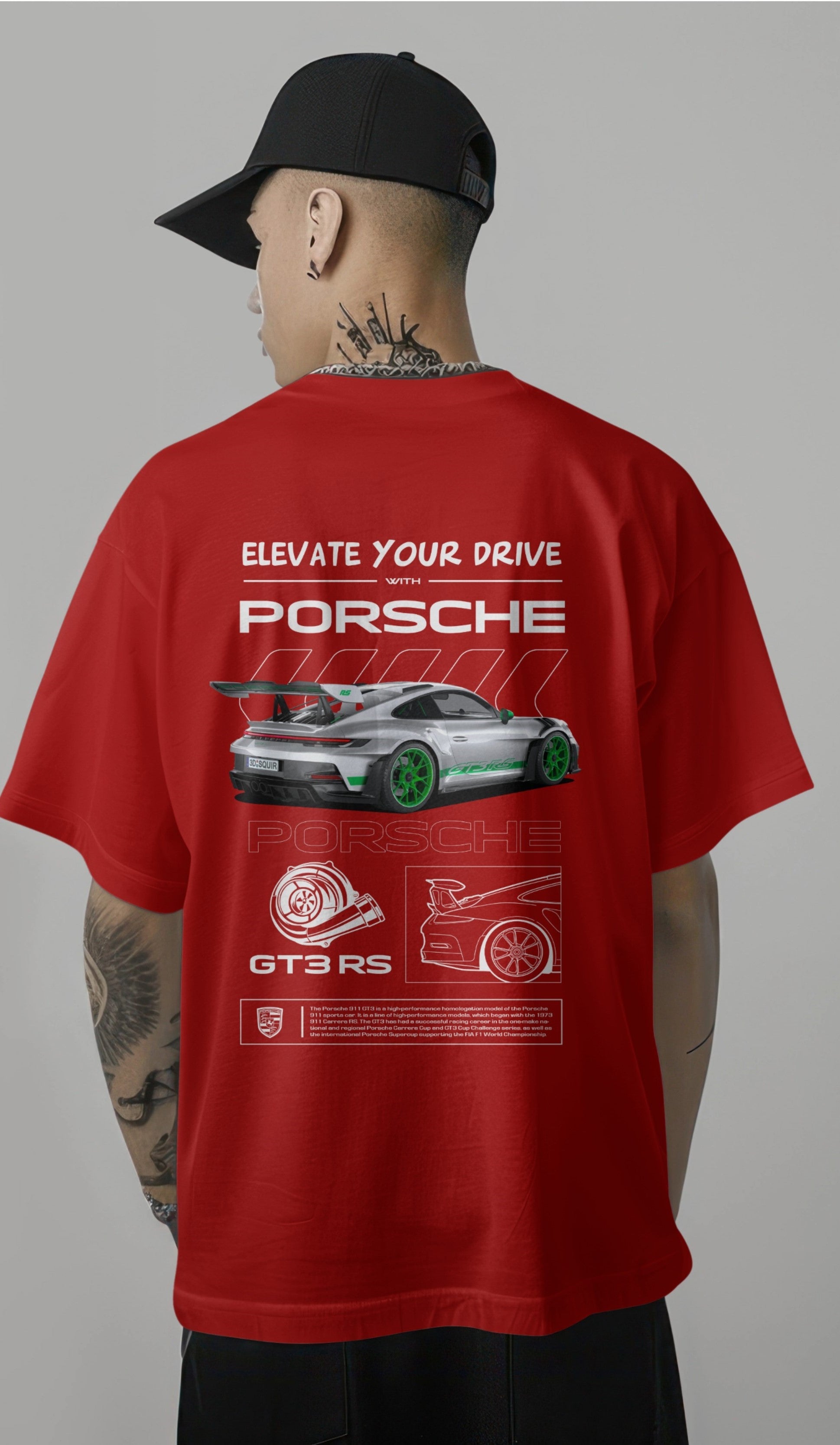 Porsche GT3 RS Graphic Printed Oversized T-shirt - Elevate Your Drive Edition Harble Outfits