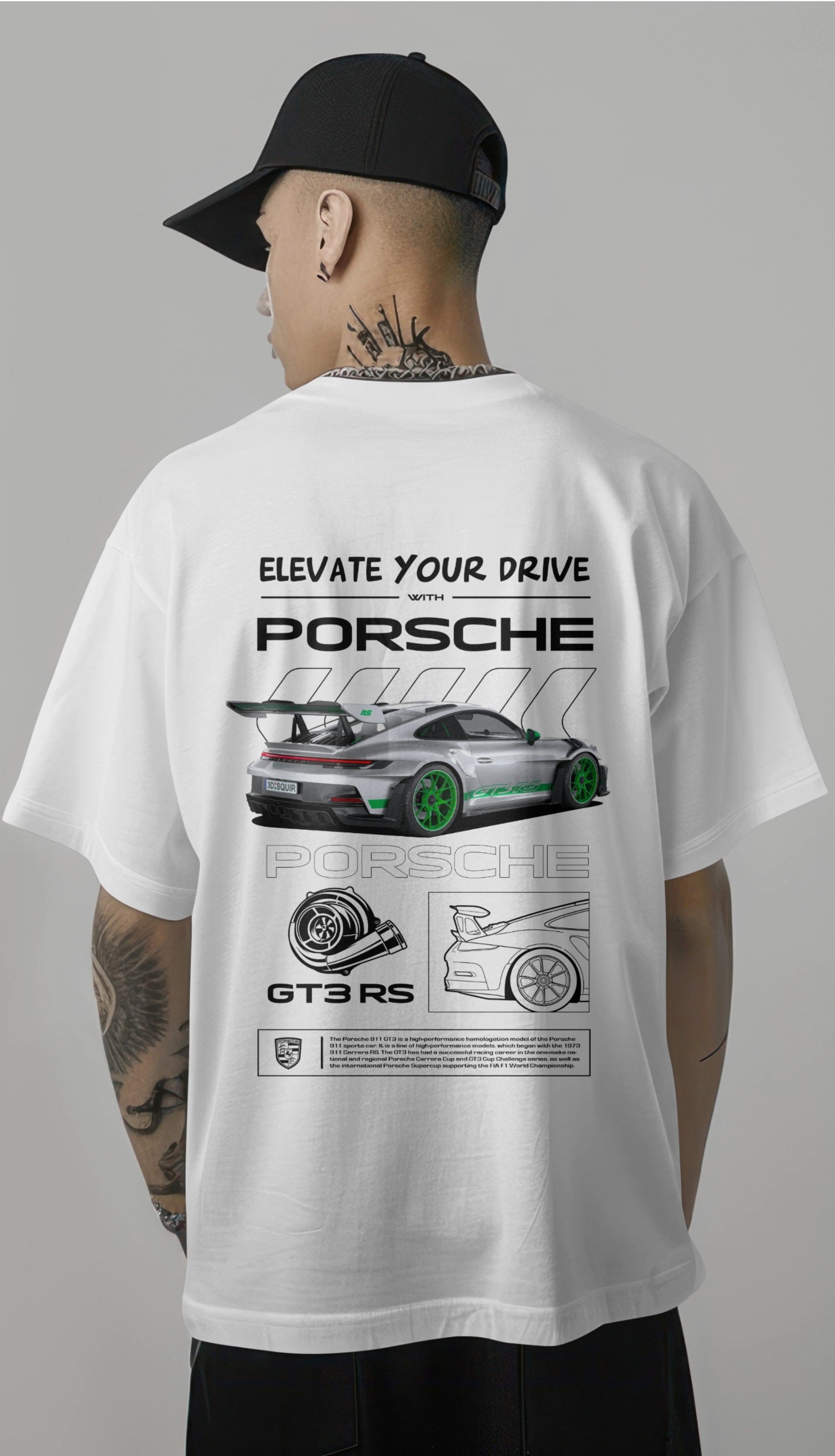Porsche GT3 RS Graphic Printed Oversized T-shirt - Elevate Your Drive Edition Harble Outfits