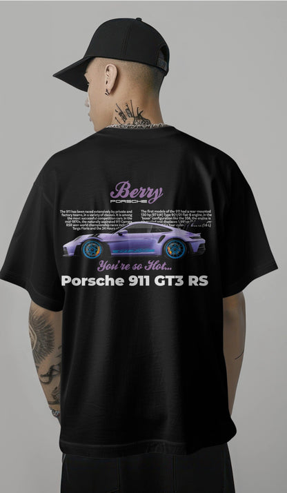 Porsche 911 GT3 RS Graphic Printed Oversized T-shirt - Berry Edition Harble Outfits