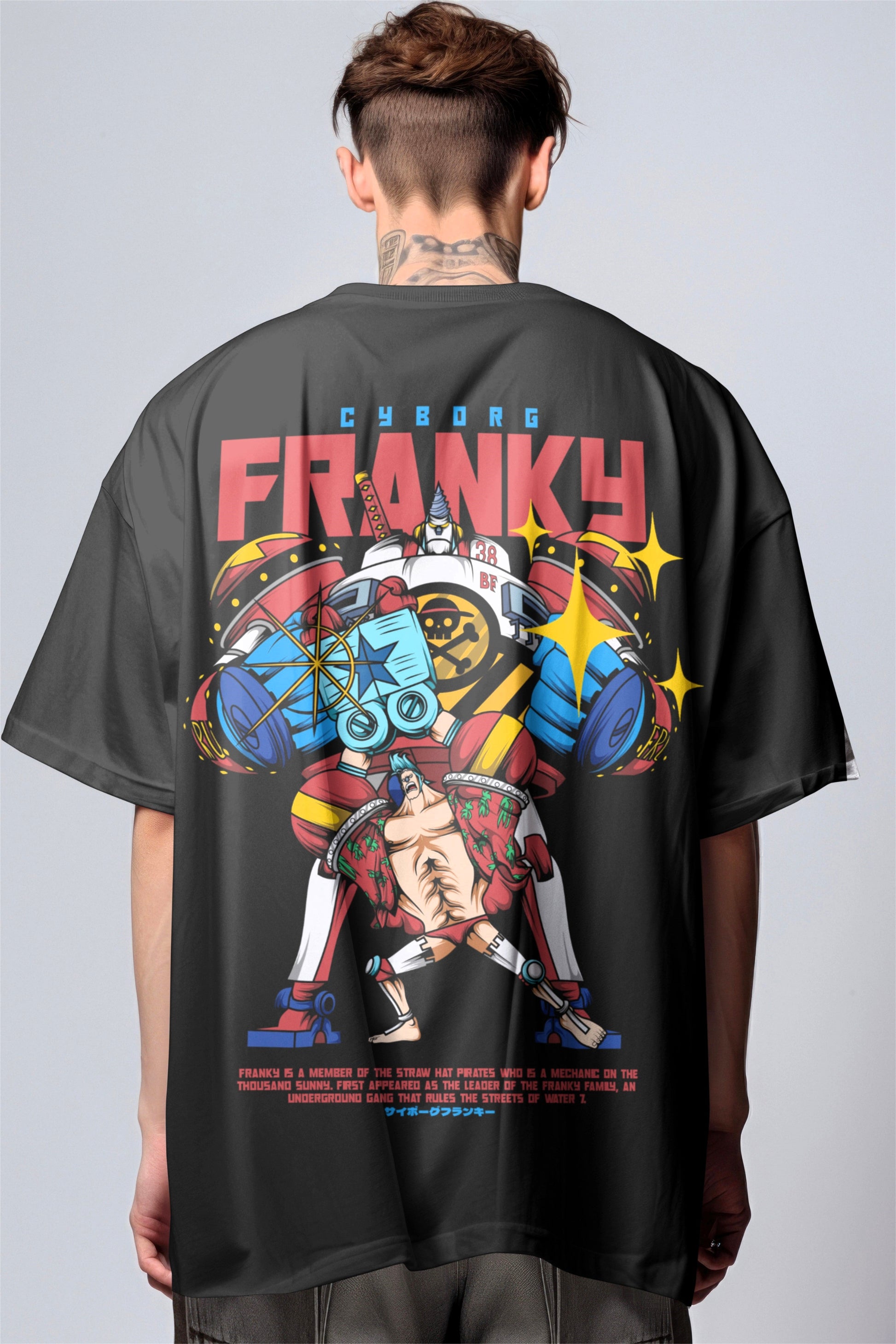 One Piece Cyborg Franky Graphic Printed Oversized T-shirt Harble Outfits