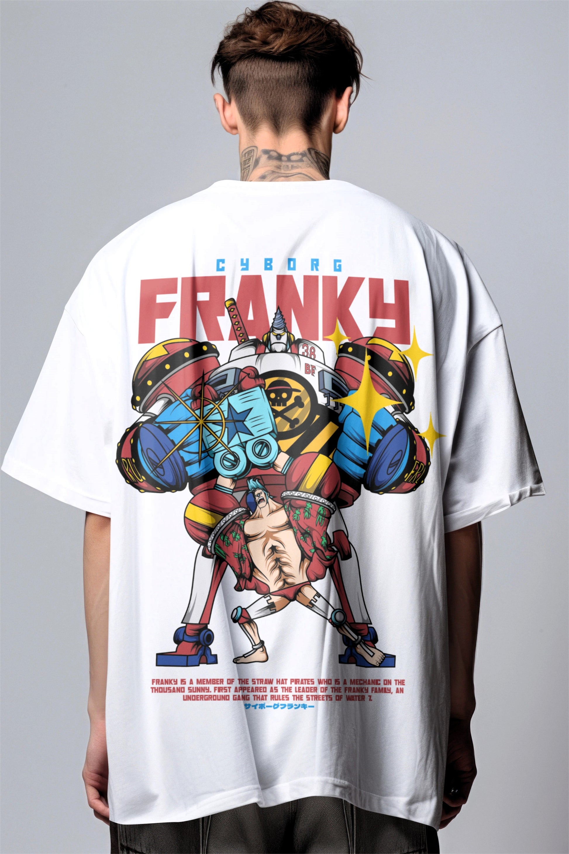 One Piece Cyborg Franky Graphic Printed Oversized T-shirt Harble Outfits