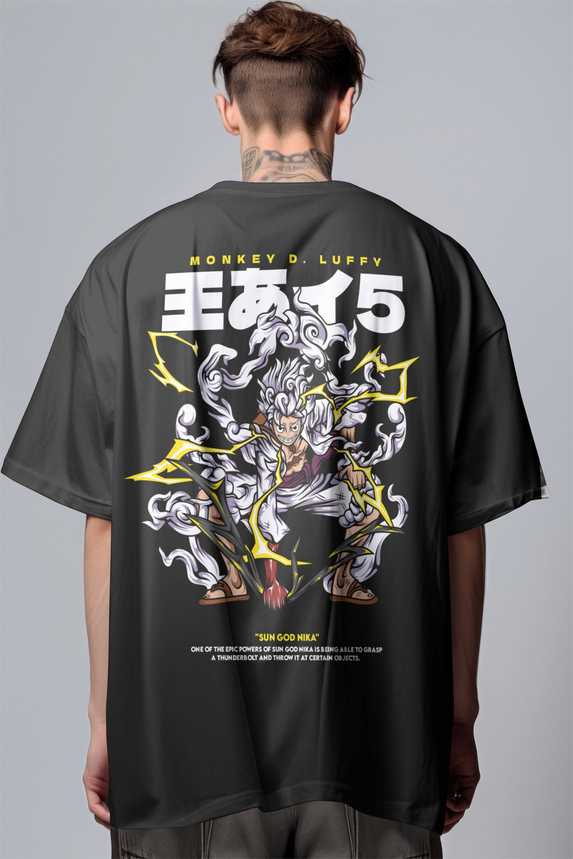 One Piece Luffy Gear 5 Sun God Nika Graphic Printed Oversized T-shirt Harble Outfits