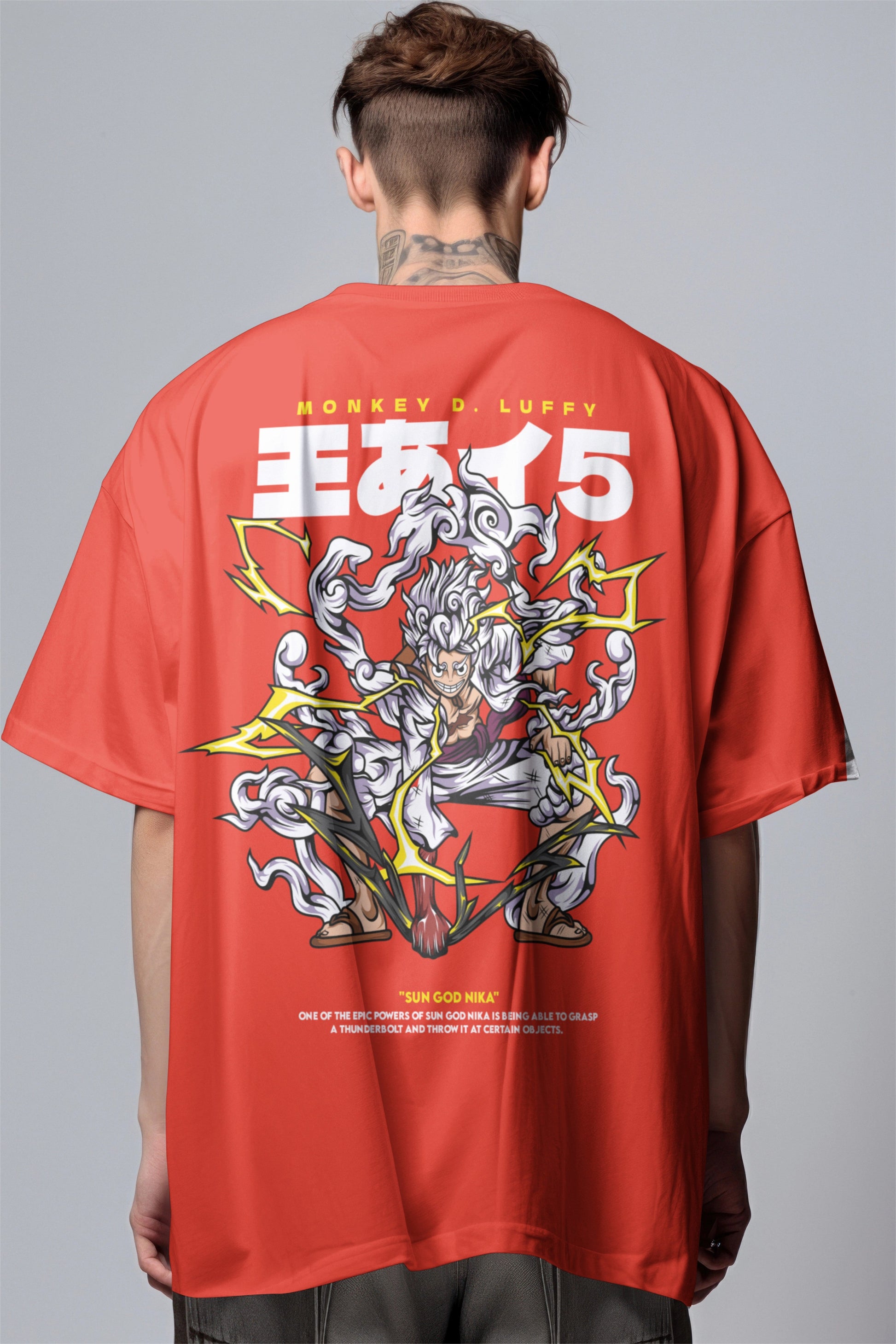 One Piece Luffy Gear 5 Sun God Nika Graphic Printed Oversized T-shirt Harble Outfits