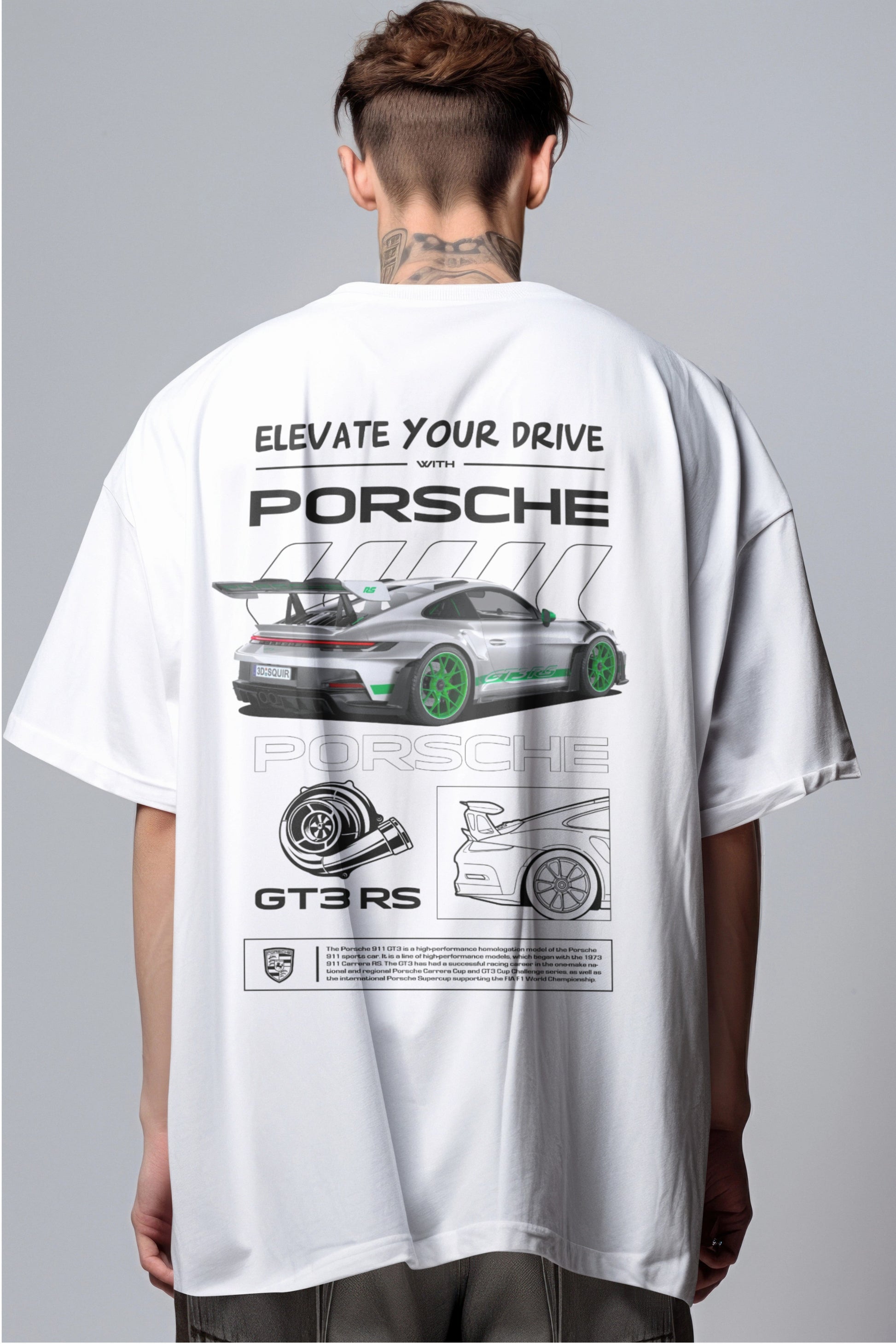 Porsche GT3 RS Graphic Printed Oversized T-shirt - Elevate Your Drive Edition Harble Outfits