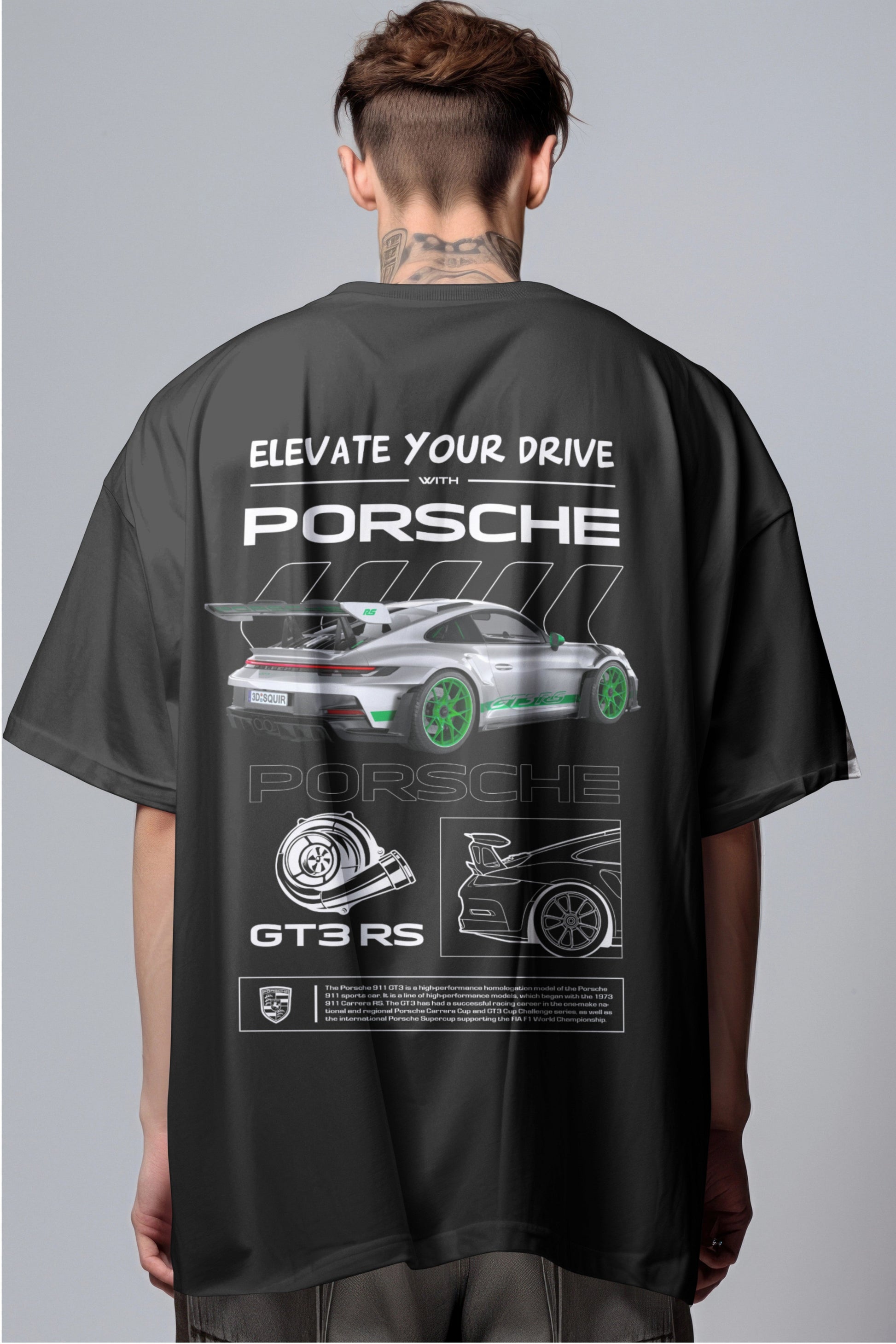 Porsche GT3 RS Graphic Printed Oversized T-shirt - Elevate Your Drive Edition Harble Outfits