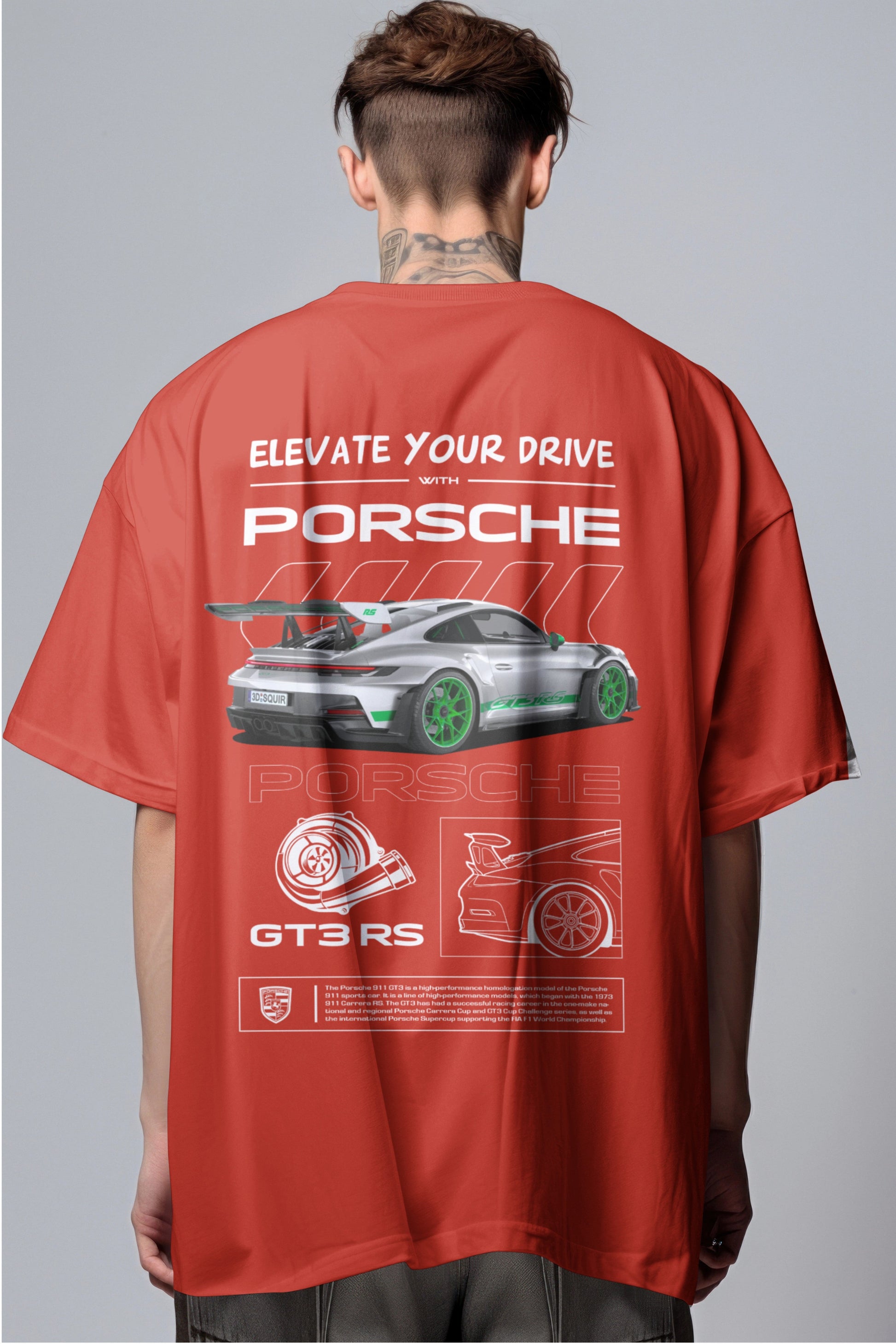 Porsche GT3 RS Graphic Printed Oversized T-shirt - Elevate Your Drive Edition Harble Outfits