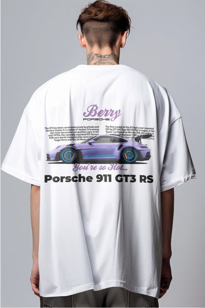 Porsche 911 GT3 RS Graphic Printed Oversized T-shirt - Berry Edition Harble Outfits