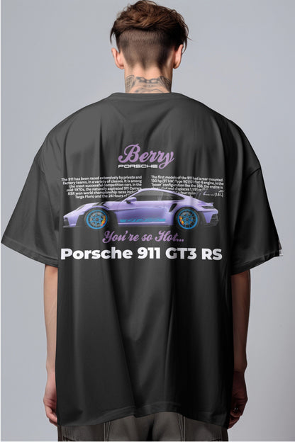Porsche 911 GT3 RS Graphic Printed Oversized T-shirt - Berry Edition Harble Outfits