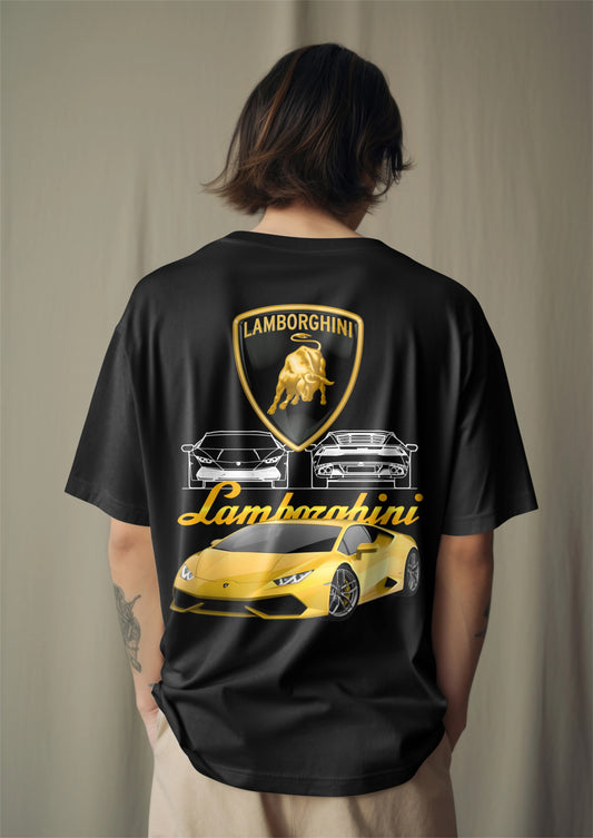 Lamborghini Huracan Yellow Graphic Printed Oversized T-shirt Harble Outfits