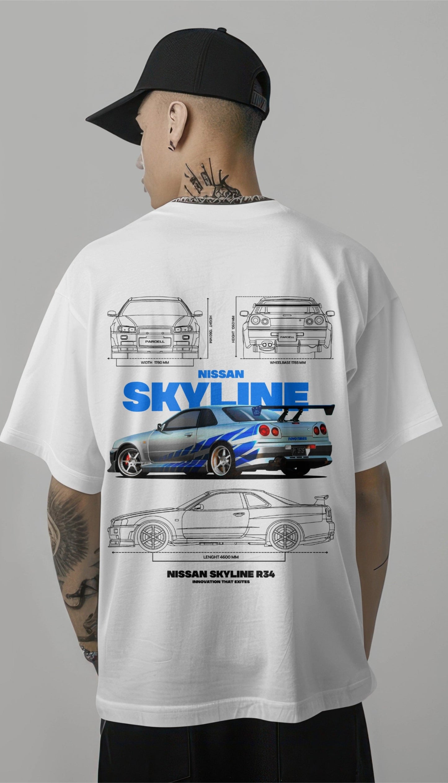 Nissan Skyline R-34 Graphic Printed Oversized T-shirt Harble Outfits