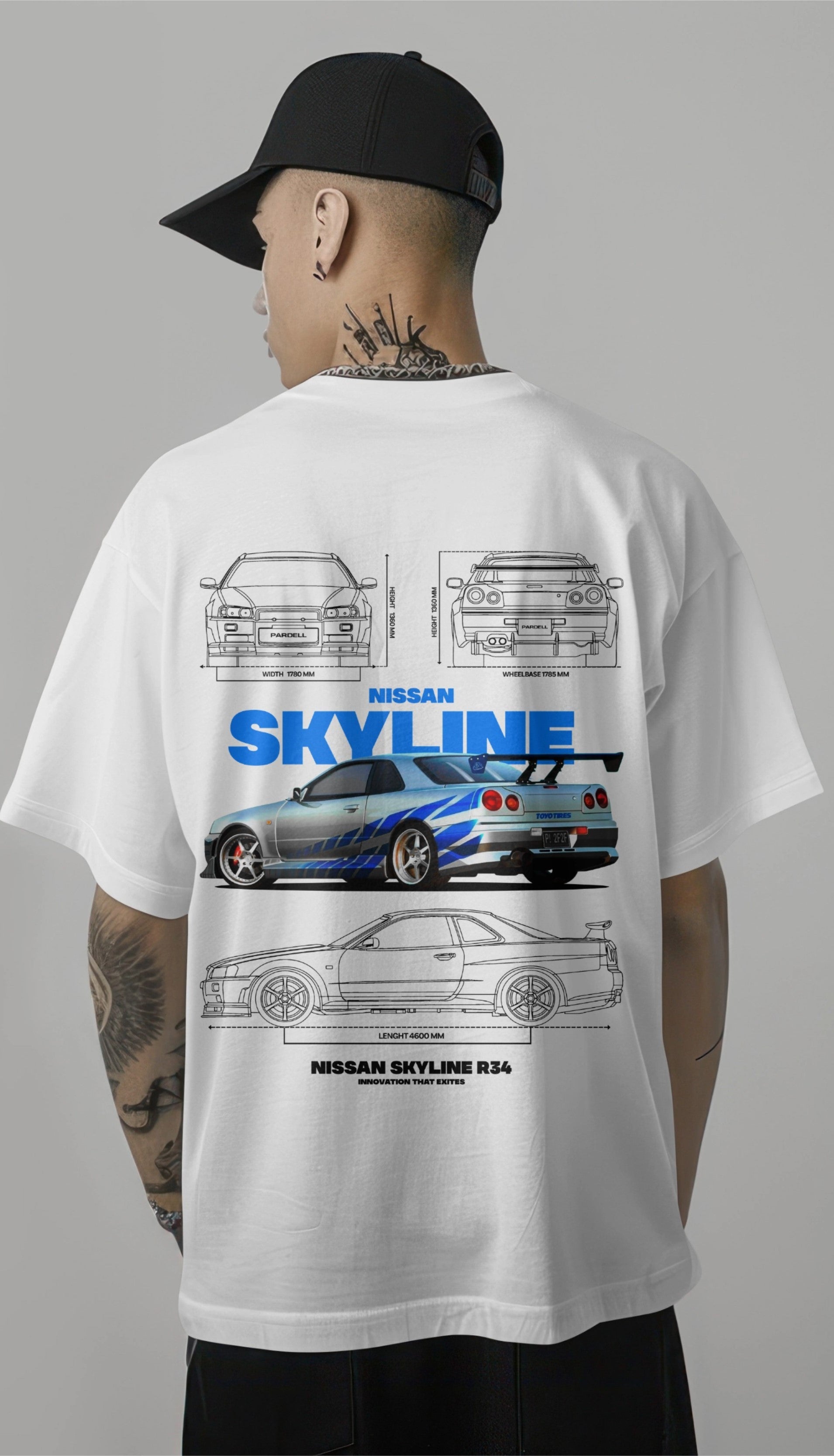Nissan Skyline R-34 Graphic Printed Oversized T-shirt Harble Outfits