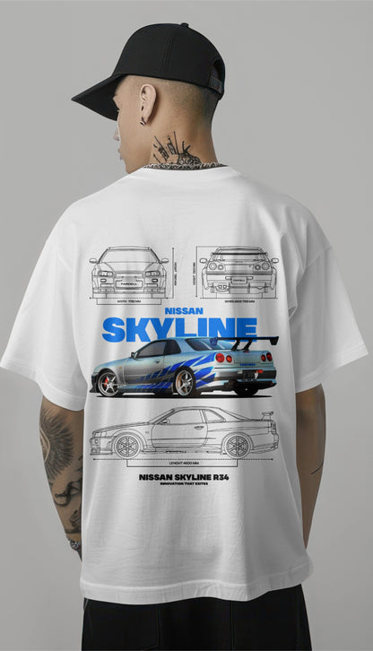 Nissan Skyline R-34 Graphic Printed Oversized T-shirt Harble Outfits
