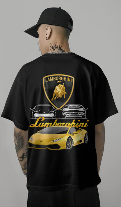 Lamborghini Huracan Yellow Graphic Printed Oversized T-shirt Harble Outfits
