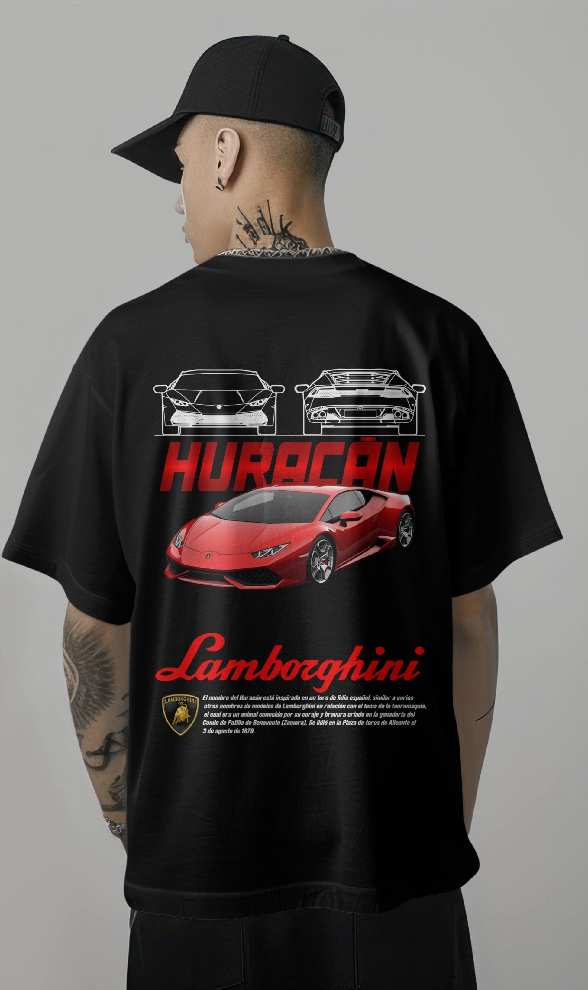 Lamborghini Huracan Red Graphic Printed Oversized T-shirt Harble Outfits