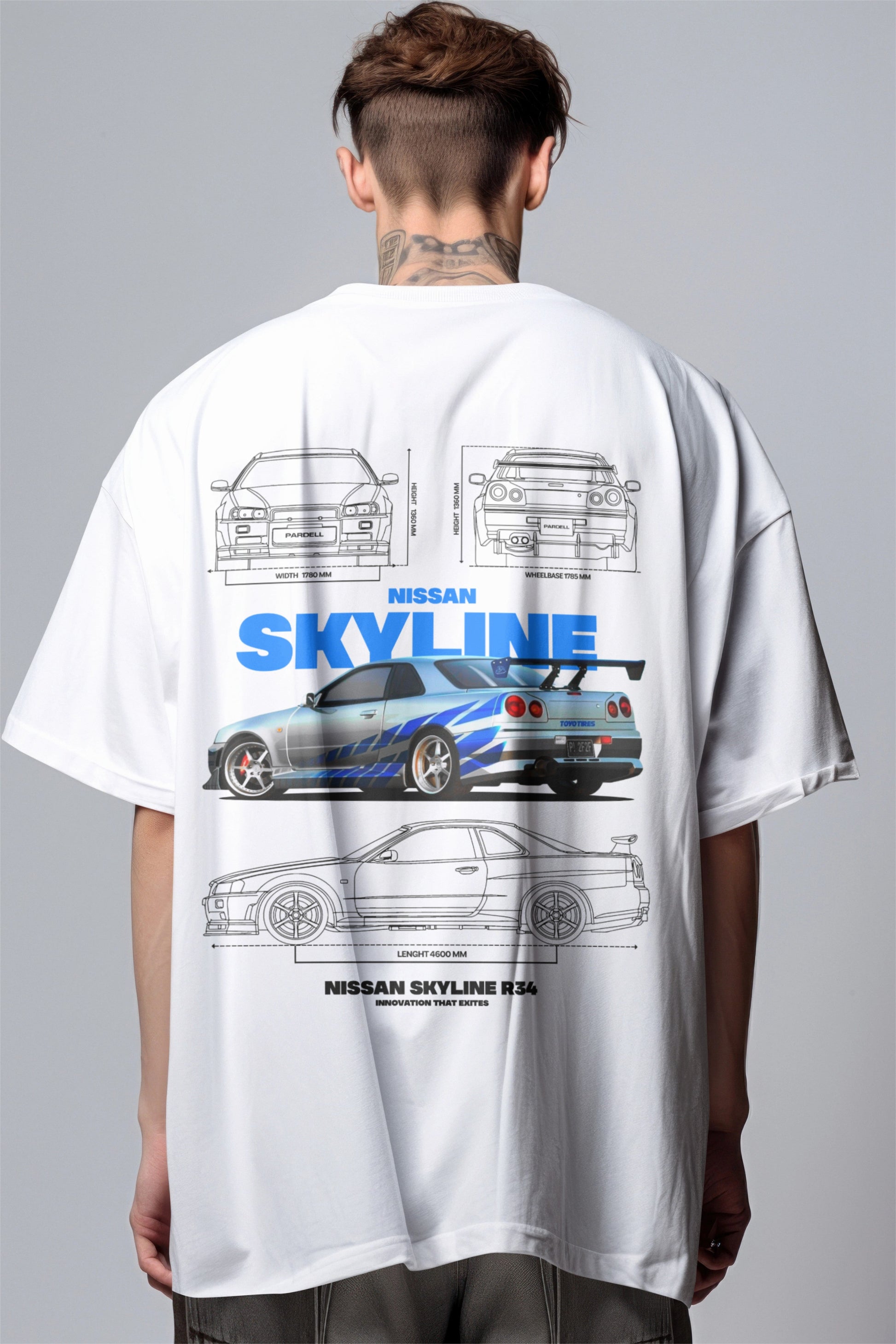 Nissan Skyline R-34 Graphic Printed Oversized T-shirt Harble Outfits