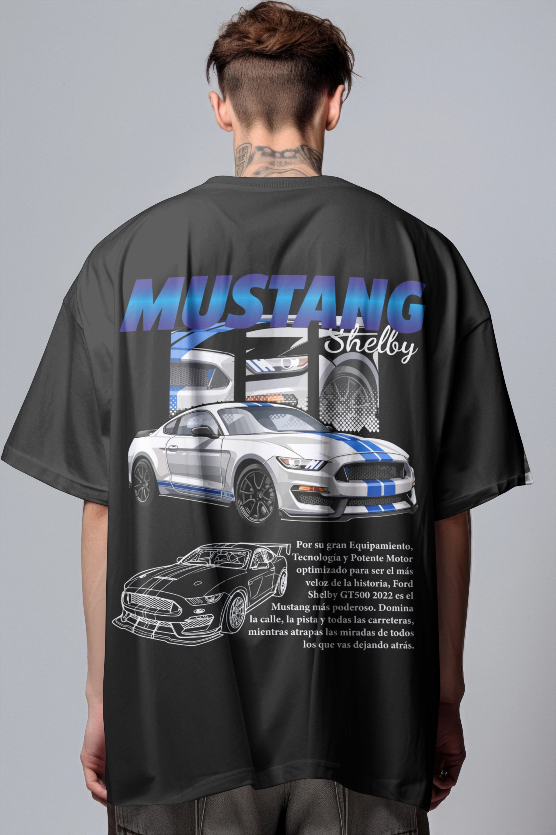 Mustang Shelby GT500 Silver Beast Graphic Printed Oversized T-shirt Harble Outfits
