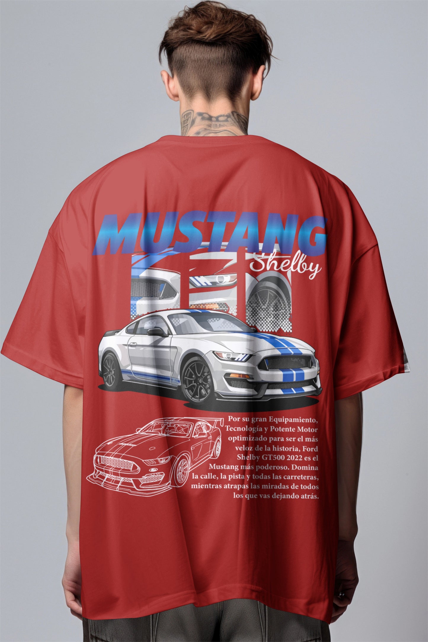 Mustang Shelby GT500 Silver Beast Graphic Printed Oversized T-shirt Harble Outfits