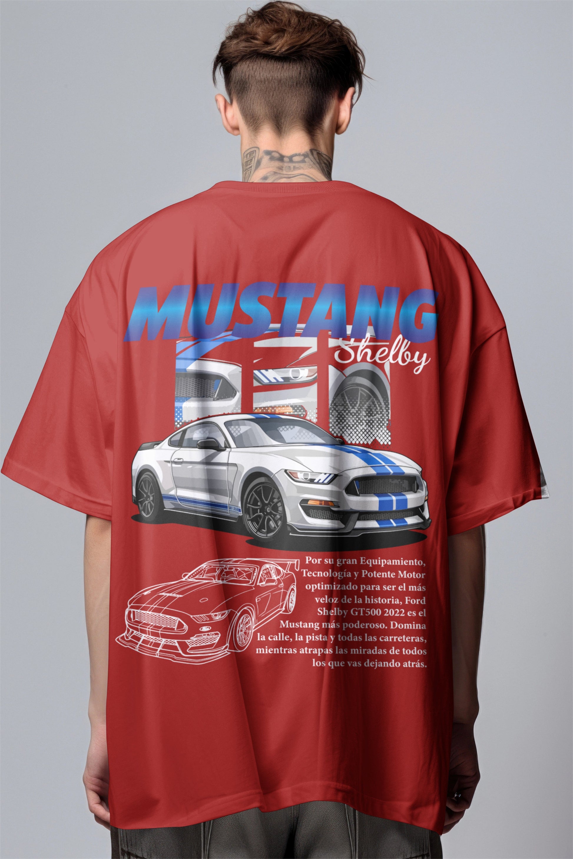 Mustang Shelby GT500 Silver Beast Graphic Printed Oversized T-shirt Harble Outfits