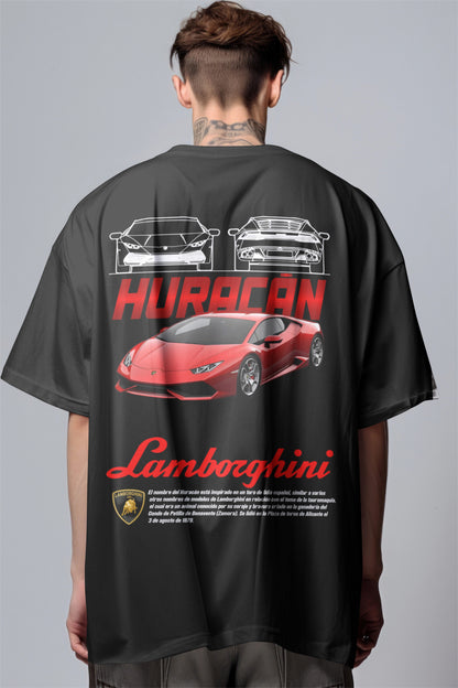 Lamborghini Huracan Red Graphic Printed Oversized T-shirt Harble Outfits