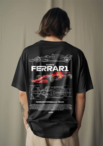 F1 Scuderia Ferrari 1 Printed Oversized T-shirt Harble Outfits