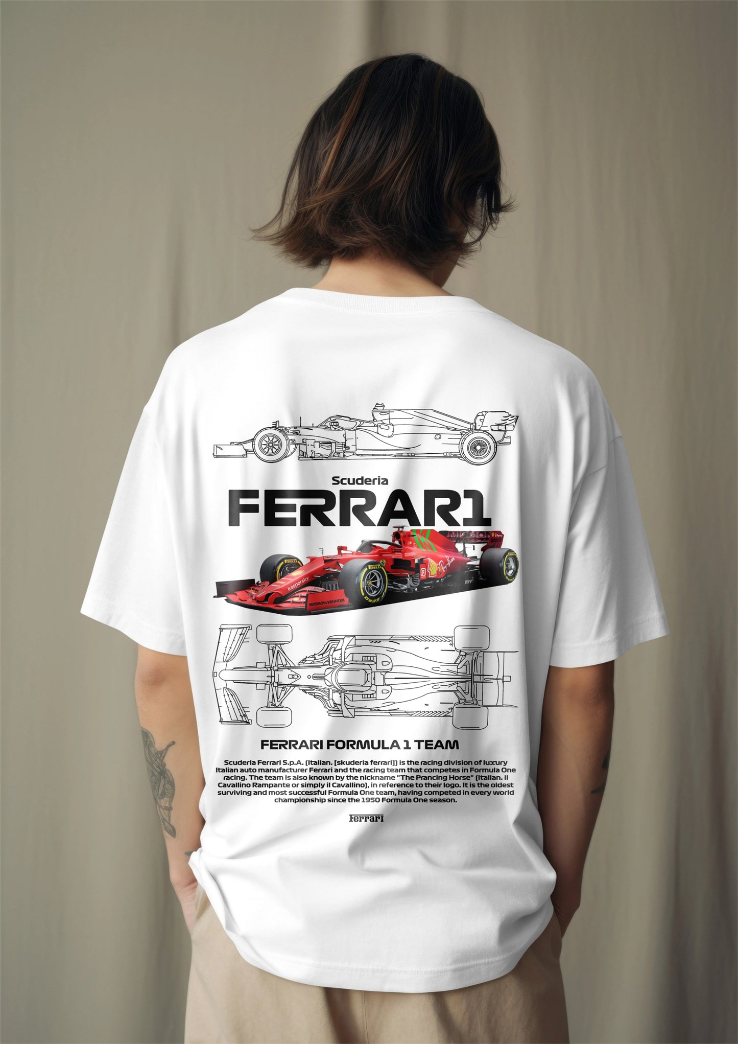 F1 Scuderia Ferrari 1 Printed Oversized T-shirt Harble Outfits