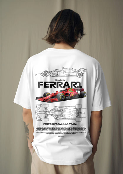 F1 Scuderia Ferrari 1 Printed Oversized T-shirt Harble Outfits