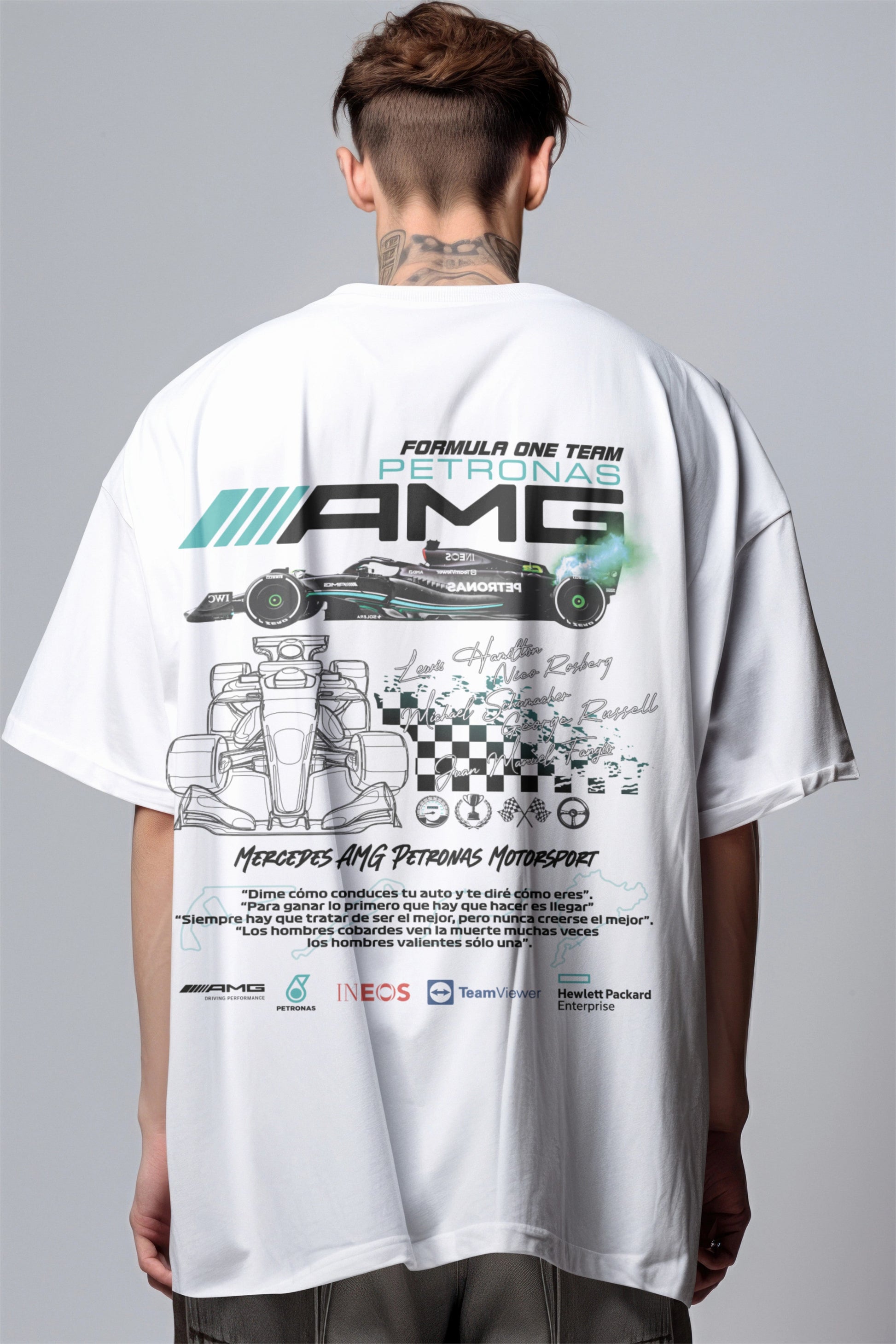 F1 Mercedes AMG Petronas 1 Printed Oversized T-shirt Harble Outfits