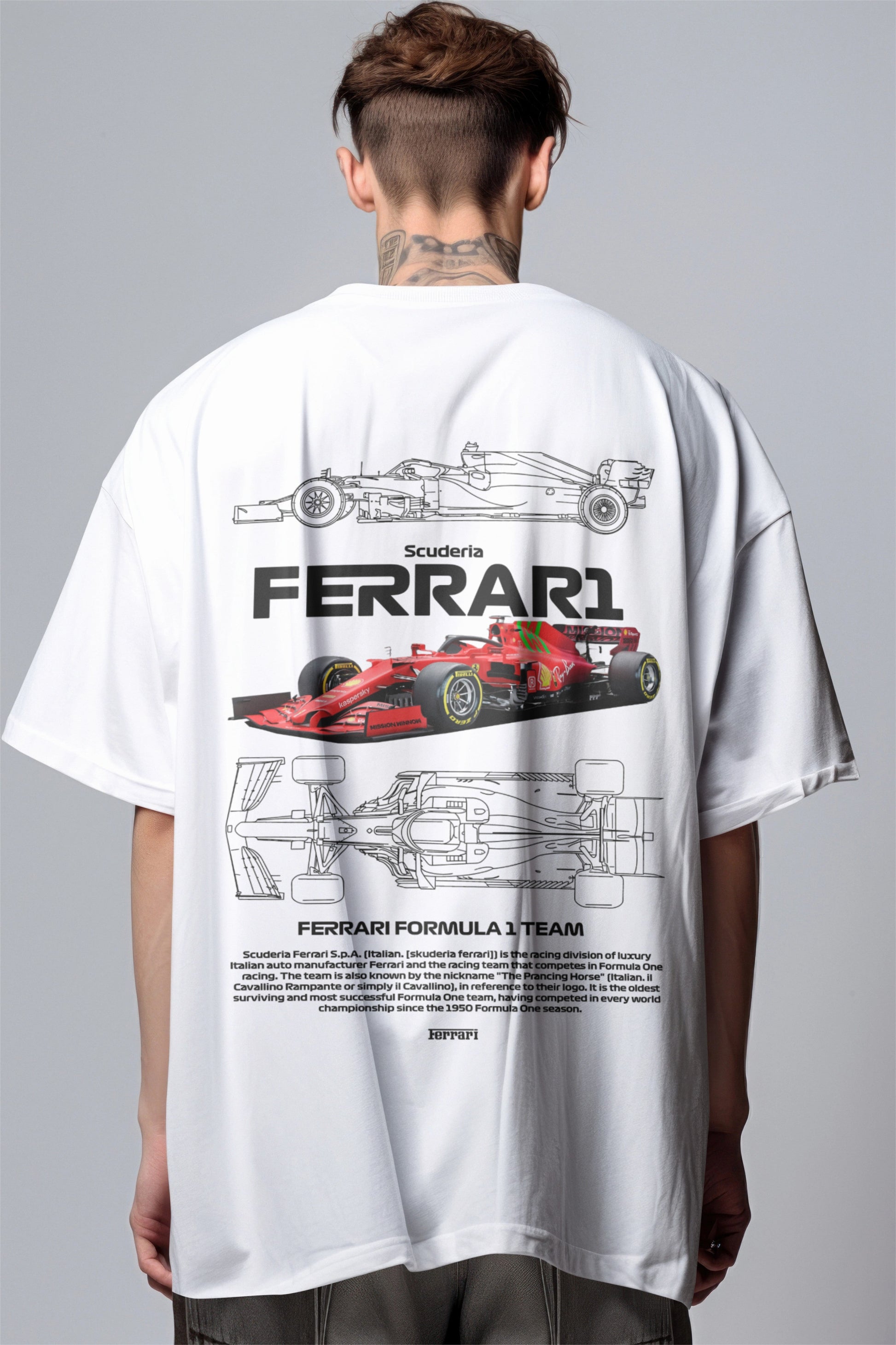 F1 Scuderia Ferrari 1 Printed Oversized T-shirt Harble Outfits