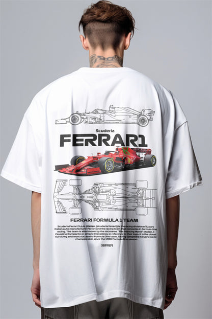 F1 Scuderia Ferrari 1 Printed Oversized T-shirt Harble Outfits