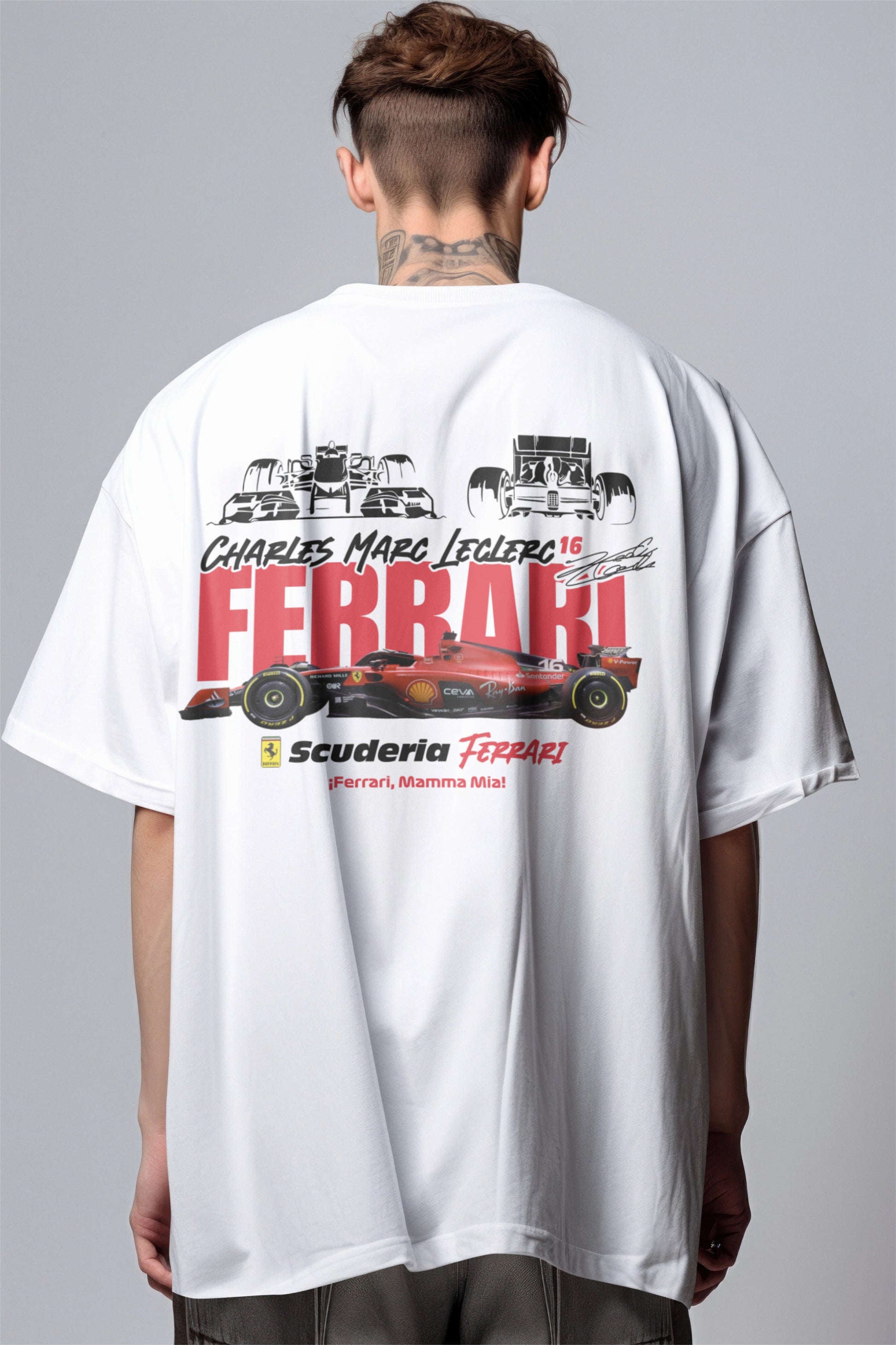 F1 Scuderia Ferrari 2 Printed Oversized T-shirt Harble Outfits