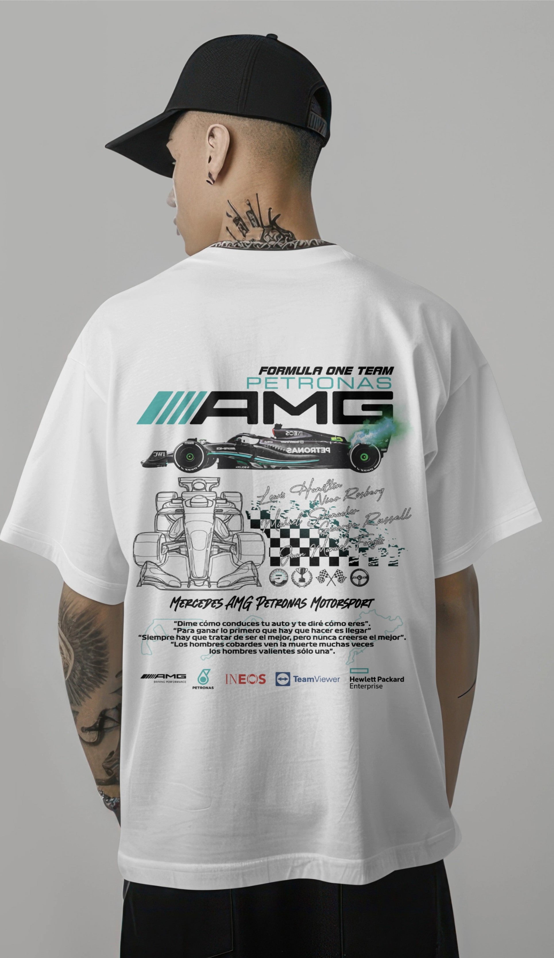F1 Mercedes AMG Petronas 1 Printed Oversized T-shirt Harble Outfits