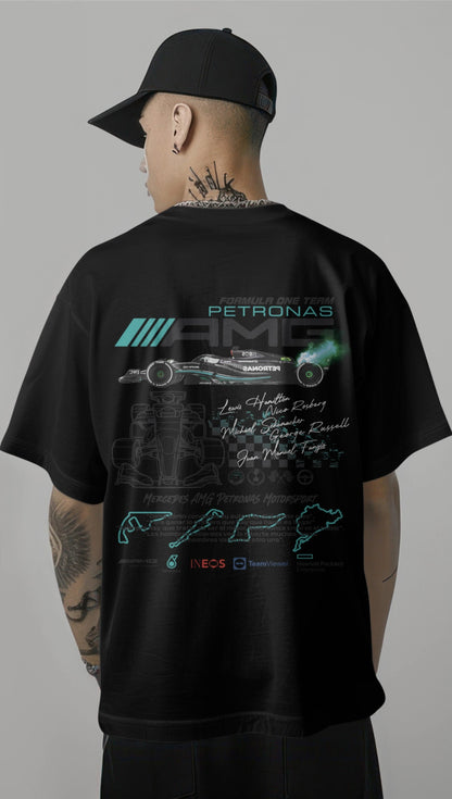 F1 Mercedes AMG Petronas 1 Printed Oversized T-shirt Harble Outfits
