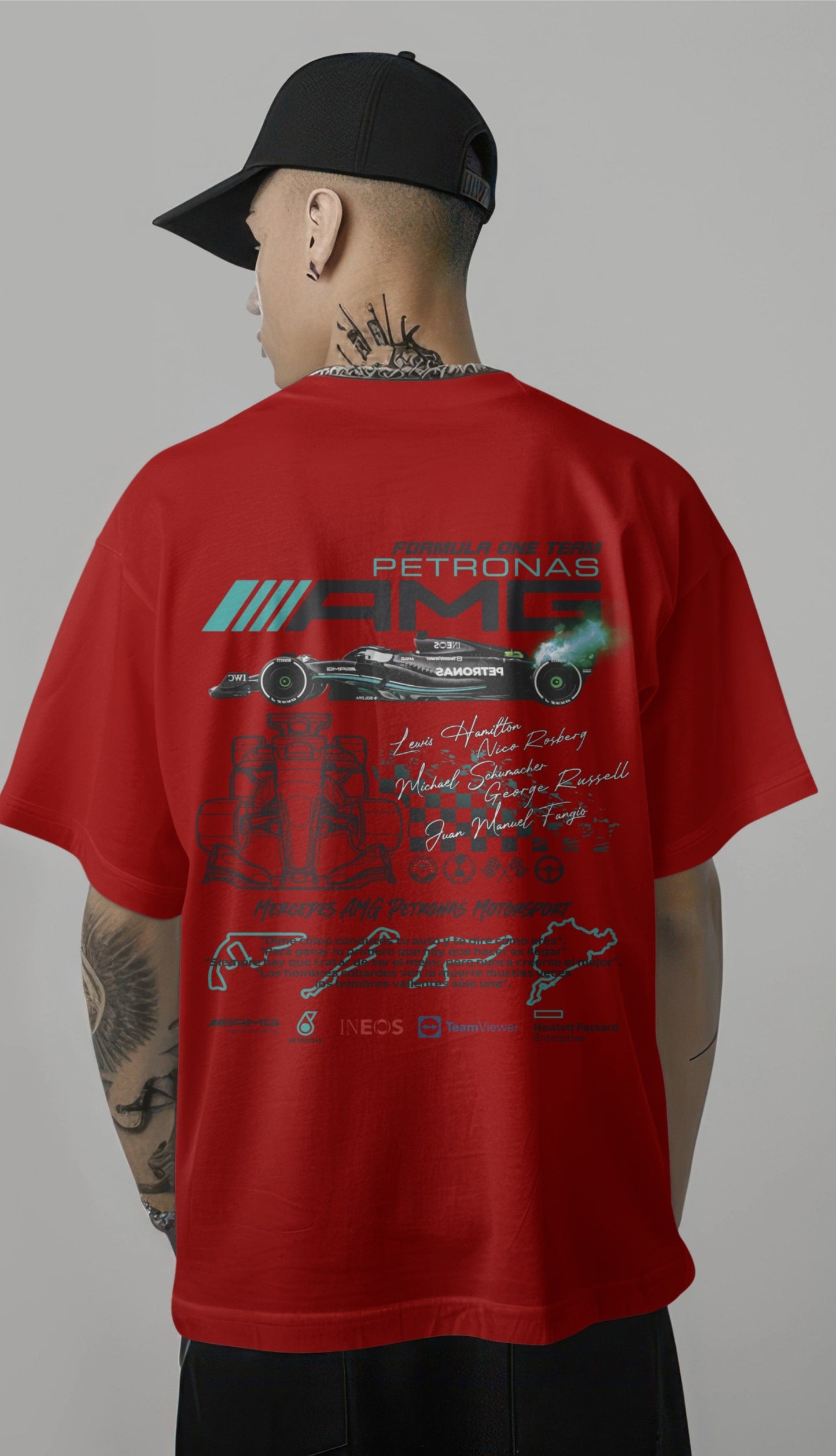 F1 Mercedes AMG Petronas 1 Printed Oversized T-shirt Harble Outfits