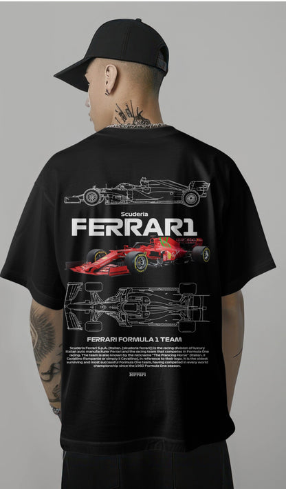 F1 Scuderia Ferrari 1 Printed Oversized T-shirt Harble Outfits